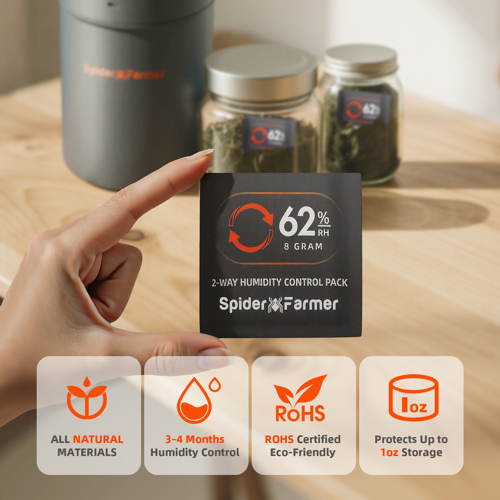Spider Farmer 62% RH 8g 2-Way Humidity Control Packs | 10 Packs