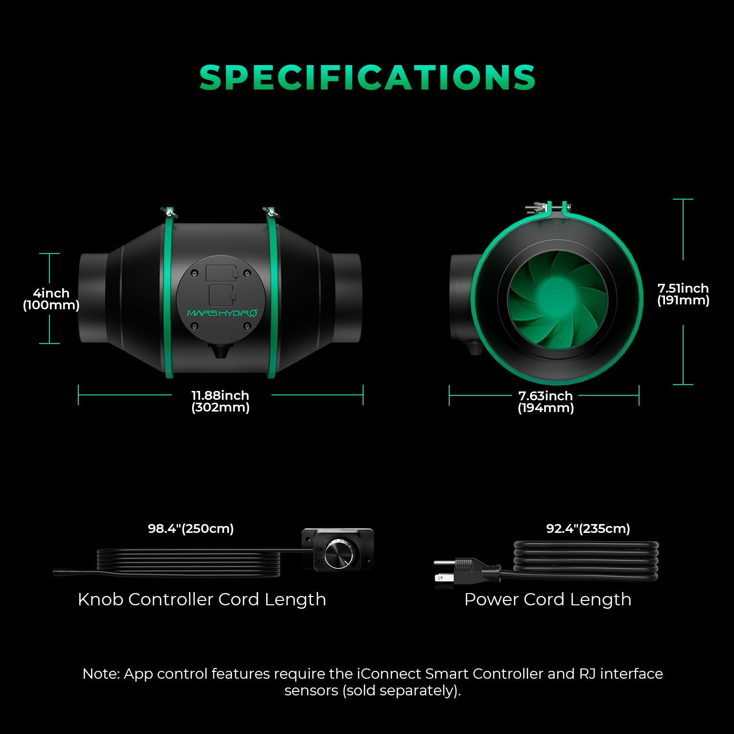 Mars Hydro iFresh 4-Inch Inline Duct Fan