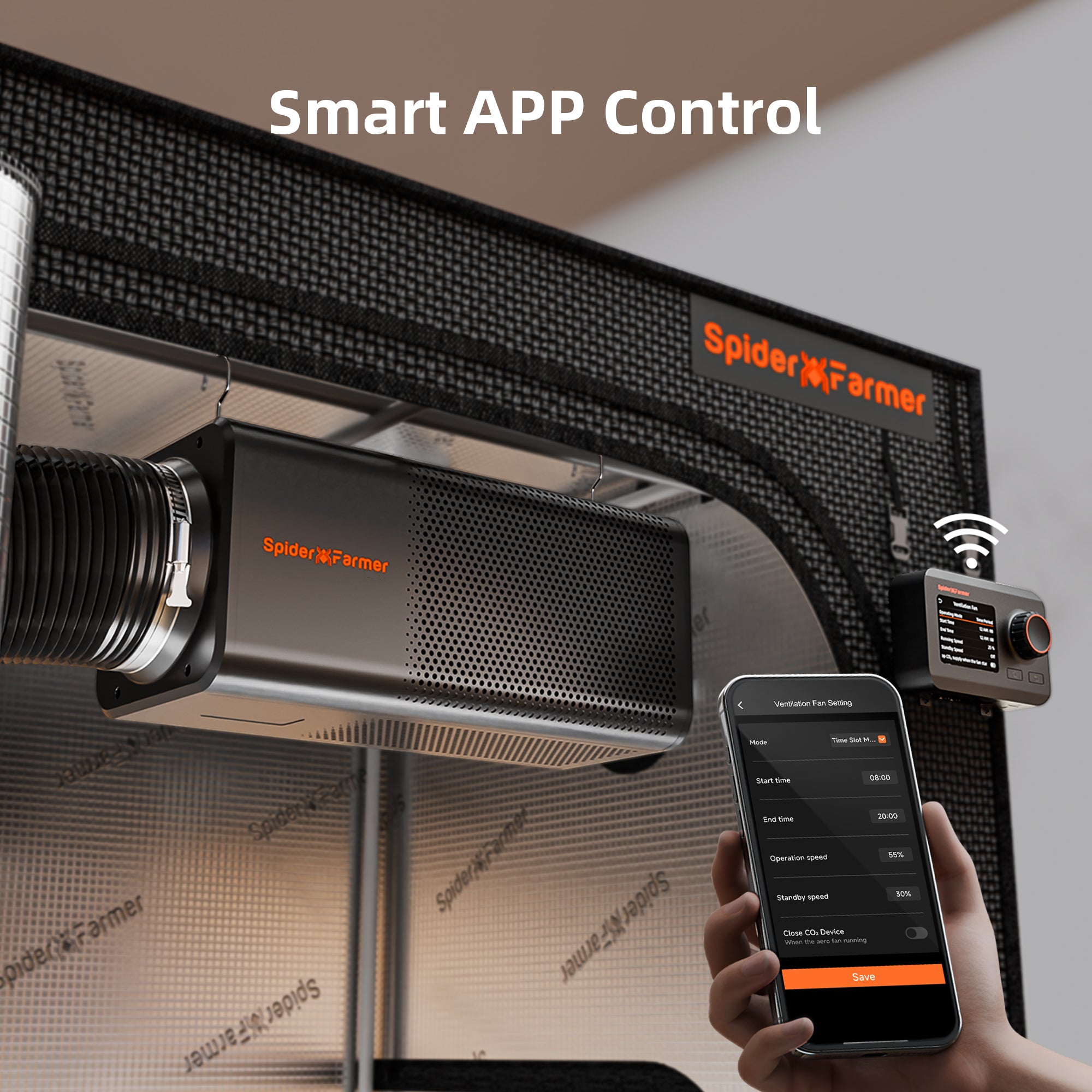 Spider Farmer 6 Inch 2-In-1 Ventilation System with GGS Controller, Inline Fan with built in Carbon Filter