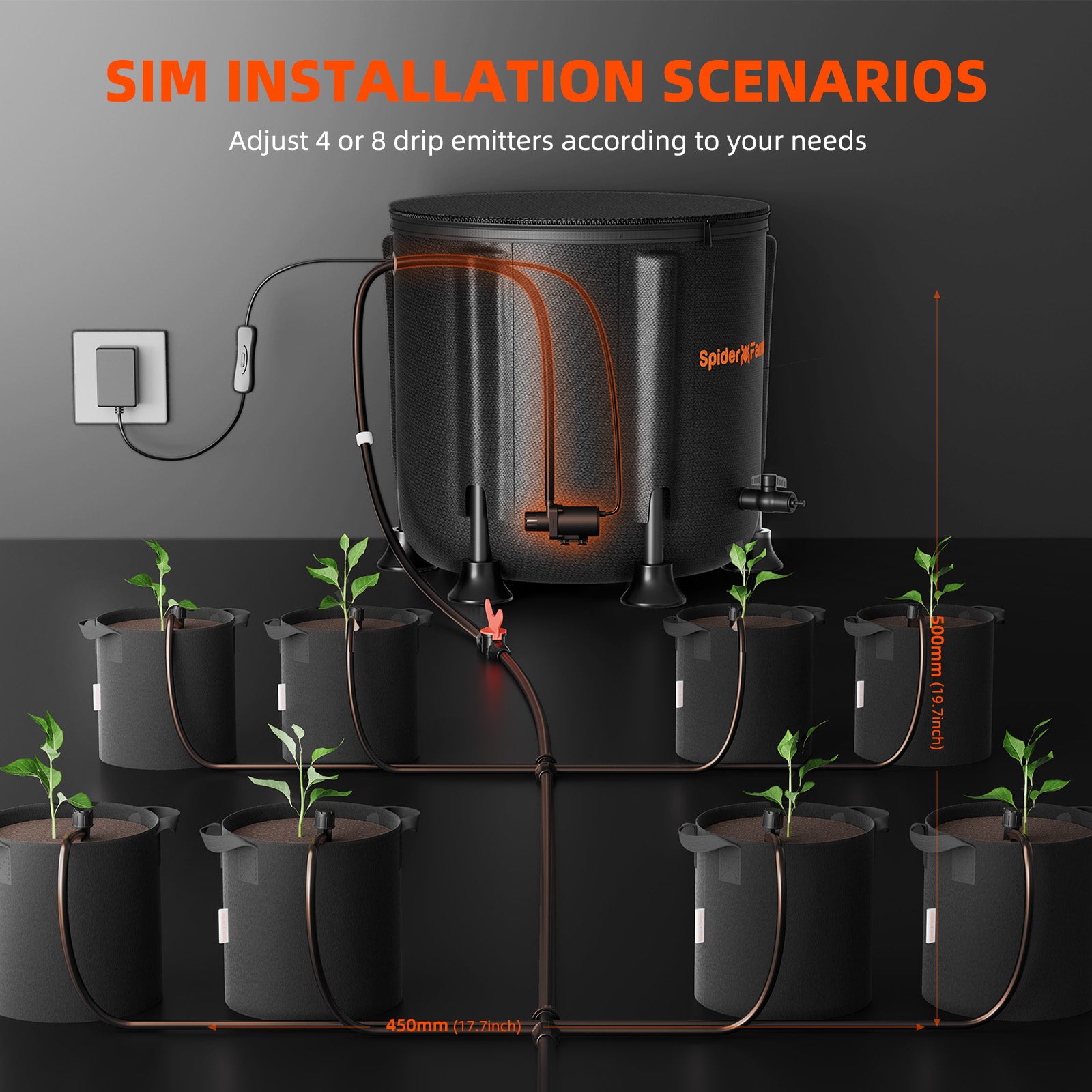 Spider Farmer Automatic Drip Irrigation System for Plants Water Pump with 8 Drip Emitters