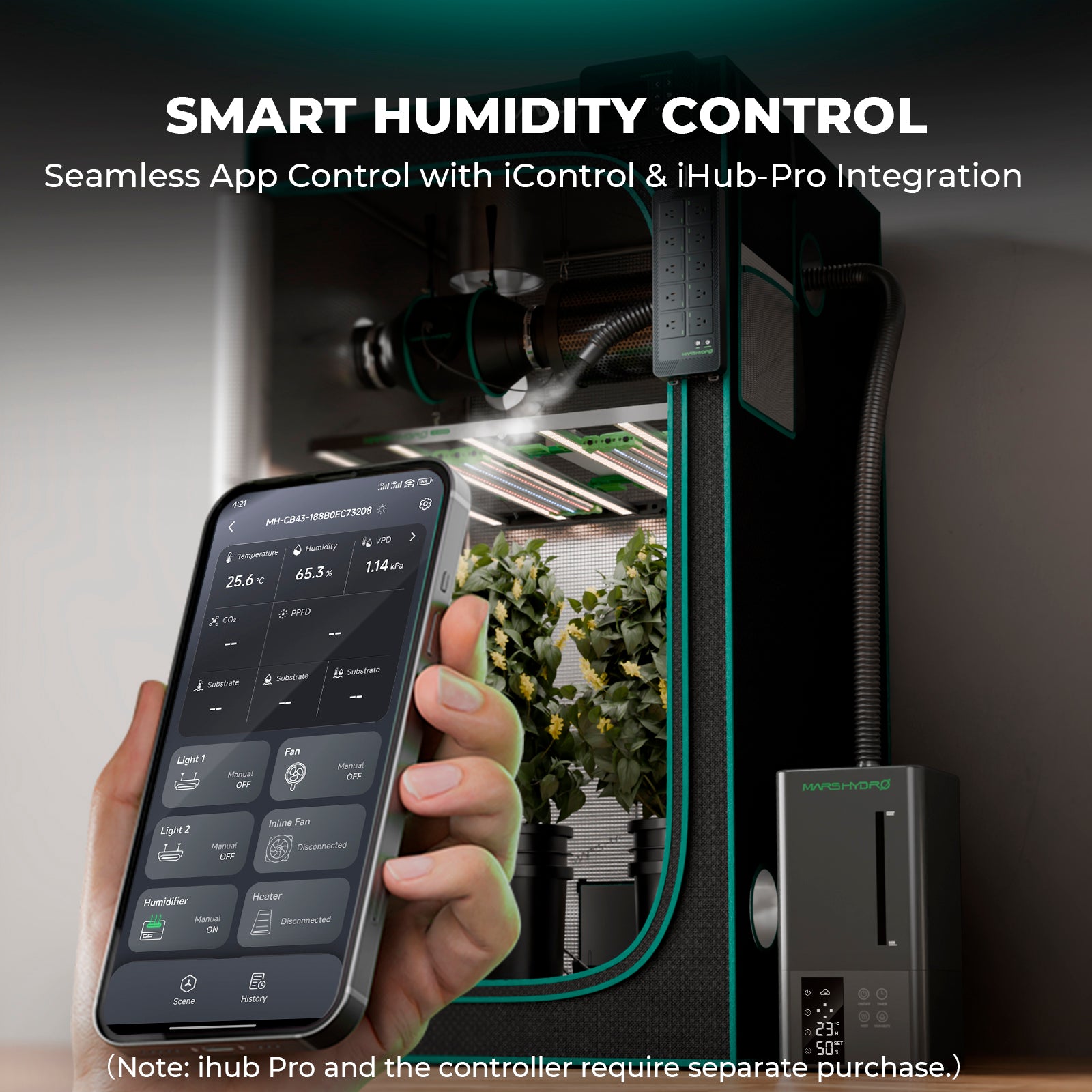 Mars Hydro 6L Ultrasonic Cool Mist Plant Humidifier I Works with Intelligent iControl System