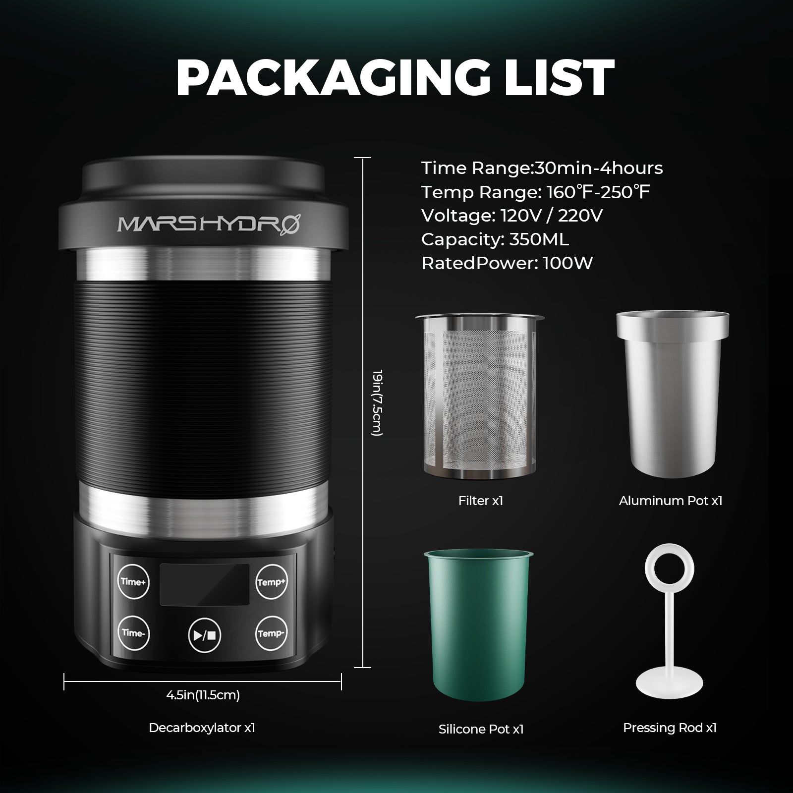 Mars Hydro New Odorless Quiet Herbal Decarboxylator & Infuser – Perfect for Butter, Oil, and Tinctures(Preorder Apr.15)