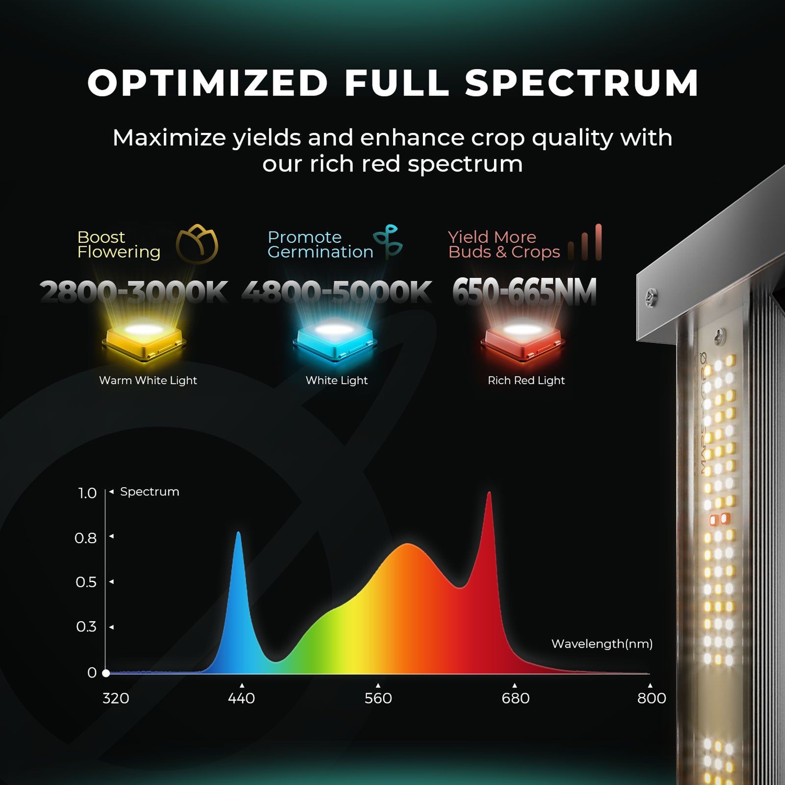 Mars Hydro FC 4000-EVO 320W Dimmable Samsung EVO LED Grow Lights Strip Full Spectrum Lamp for 120x60cm GrowBox (Final Samsung EVO Edition)