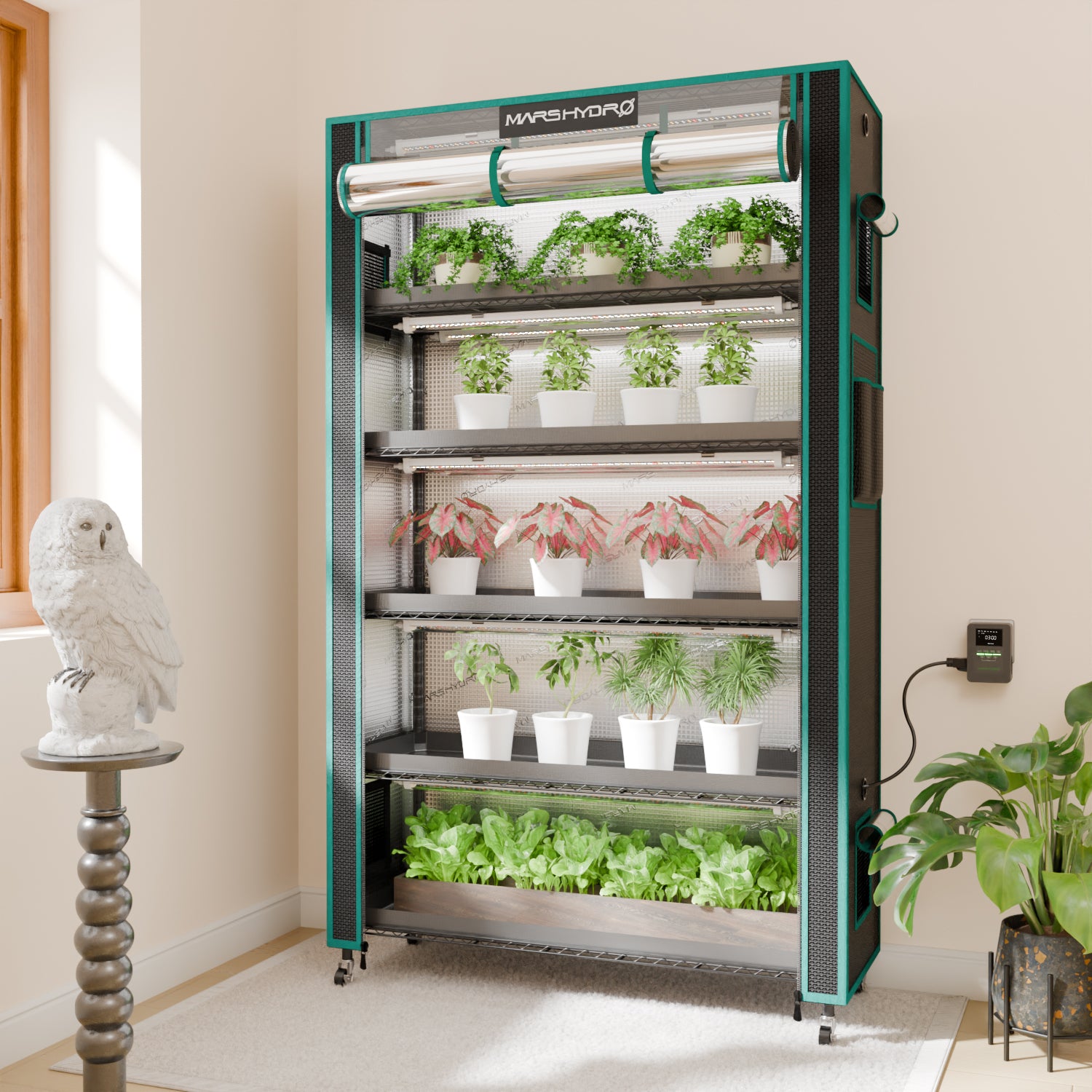 2026 Mars Hydro 6-Tier Tall Plant Stand with 250W Grow Lights & 1680D Grow Tent – Large Metal Plant Stand for Cloning, Germination, Seed Starting & Houseplants