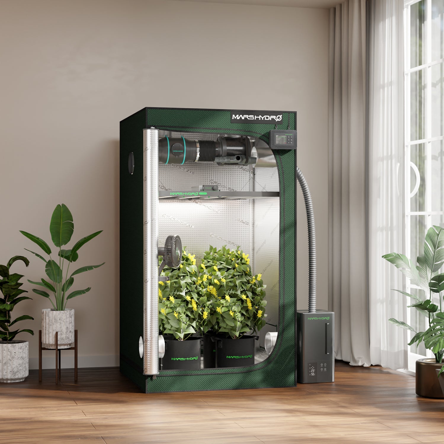 Mars Hydro 100x100x180cm Grow Tent Pro – 2000D Lightproof Indoor Grow Box with High-Reflective Mylar & Large Viewing