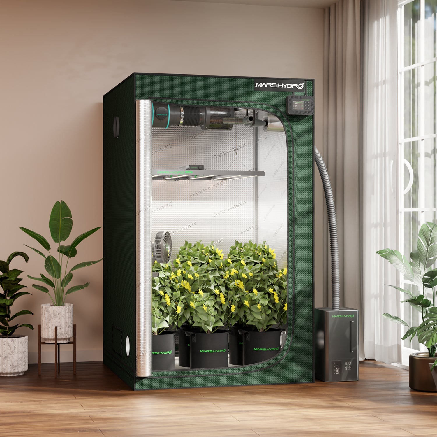 Mars Hydro 120x120x200cm Grow Tent Pro – 2000D Lightproof Indoor Grow Box with High-Reflective Mylar & Large Viewing Window