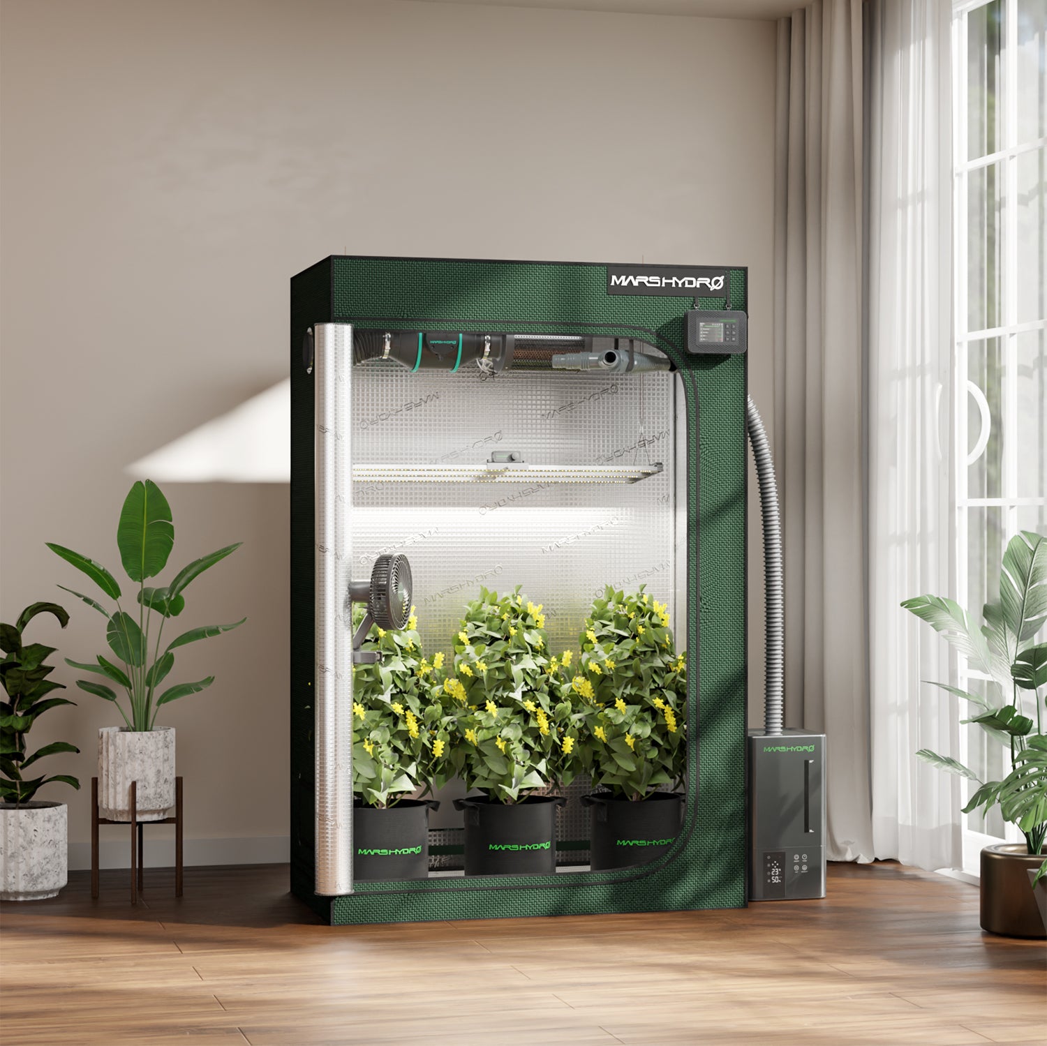 Mars Hydro 120x60x180cm Grow Tent Pro – 2000D Lightproof Indoor Grow Box with High-Reflective Mylar & Large Viewing Window
