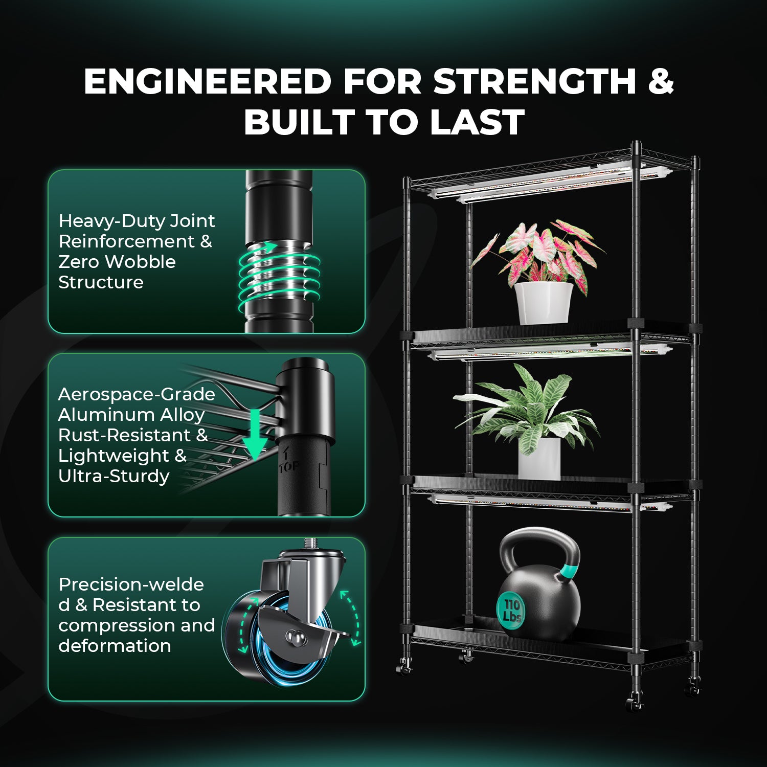 2026 Mars Hydro 6-Tier Tall Plant Stand with 250W Grow Lights & 1680D Grow Tent – Large Metal Plant Stand for Cloning, Germination, Seed Starting & Houseplants