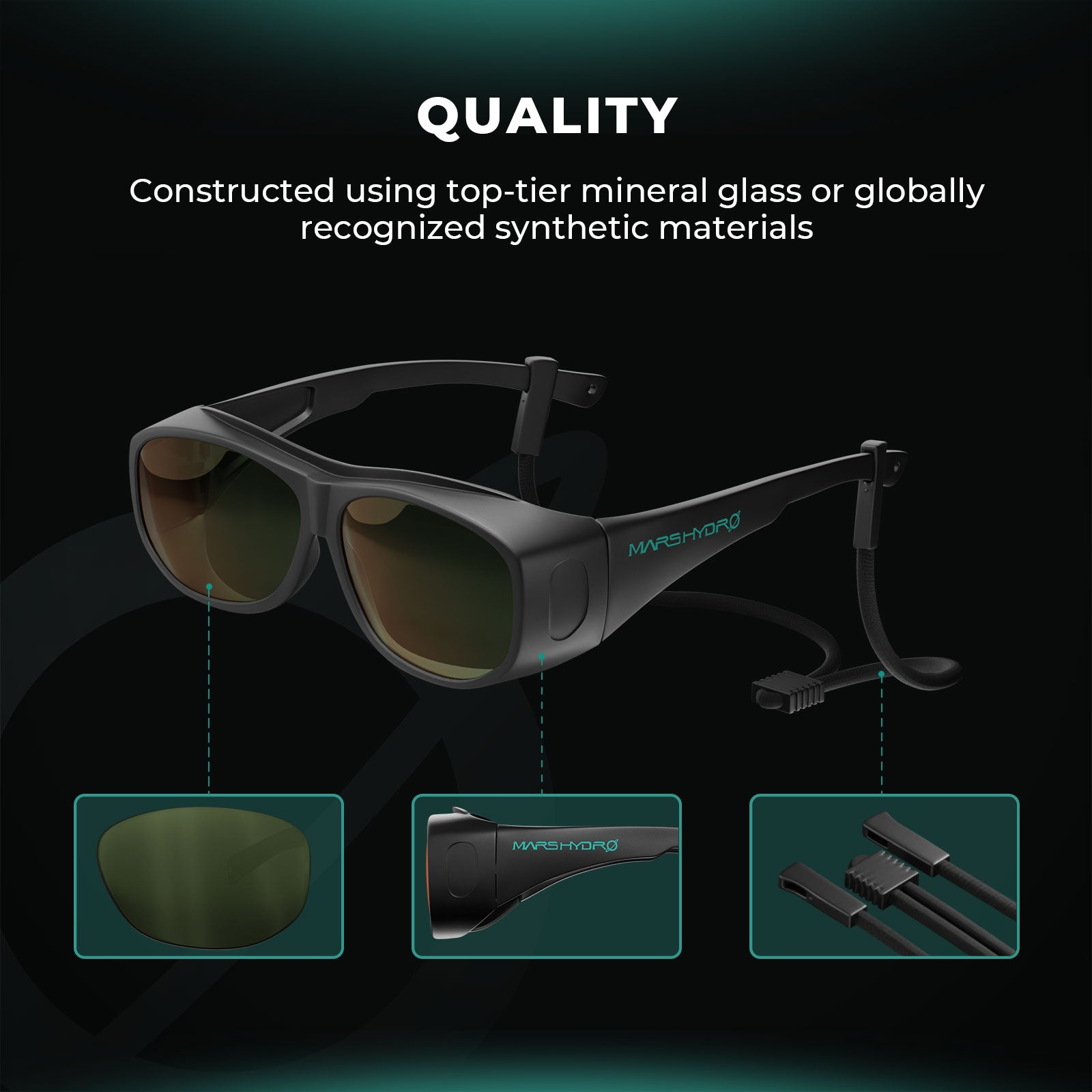 Mars Hydro Hydroponics LED Grow Room Glasses with Glasses Case for LED Grow Light