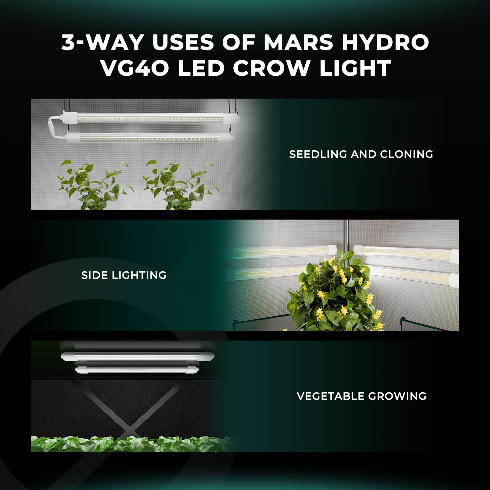 Mars Hydro VG40 40W 2FT LED T5 Grow Light for Seedling Veg Hydroponic Garden