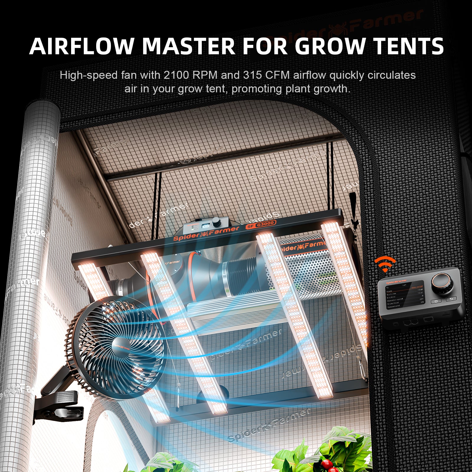 Spider Farmer® 6-Inch Grow Tent Clip Fan EC Motor Pack of 2