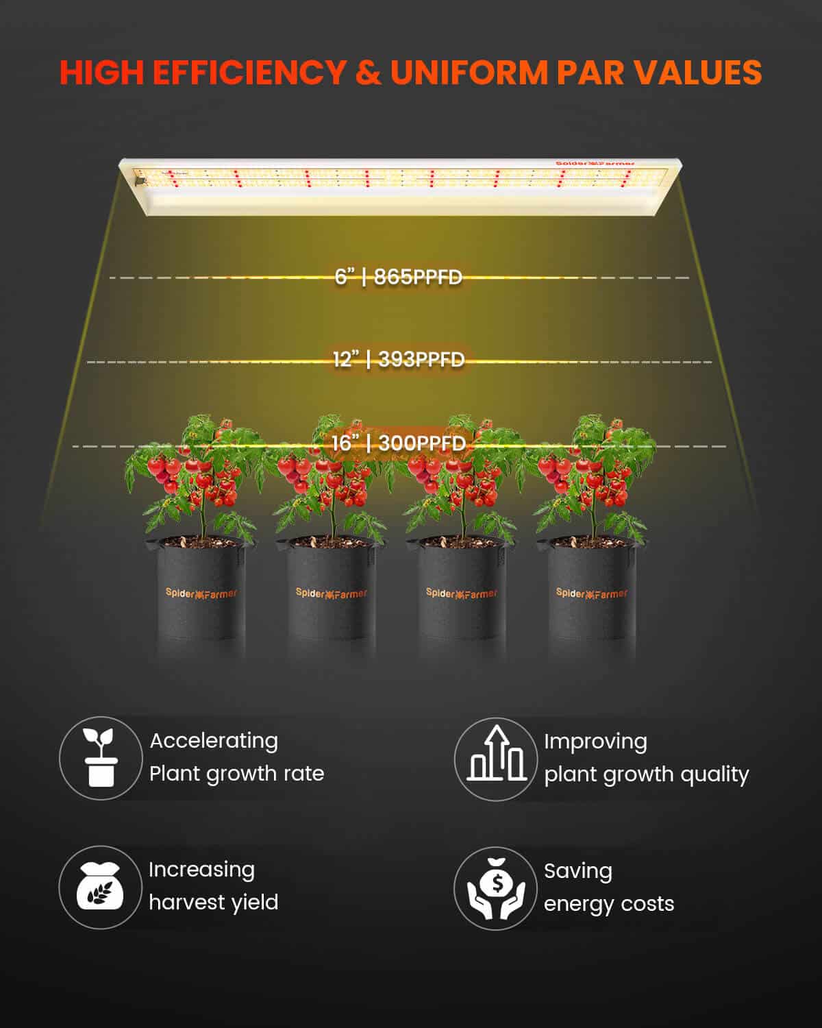 Spider Farmer SF600 74W LED Grow Light For indoor garden Hydroponics Grow