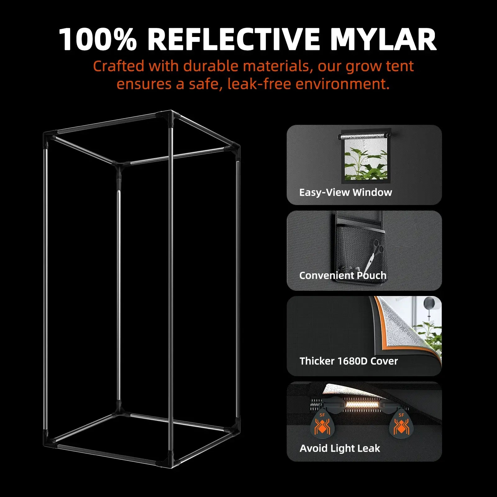 Spider Farmer® 3×3′ Complete Grow Tent Kit丨G3000 WiFi & Bluetooth App-Controlled LED Grow Light丨6” Clip Fan丨4” Ventilation System with GGS Controller