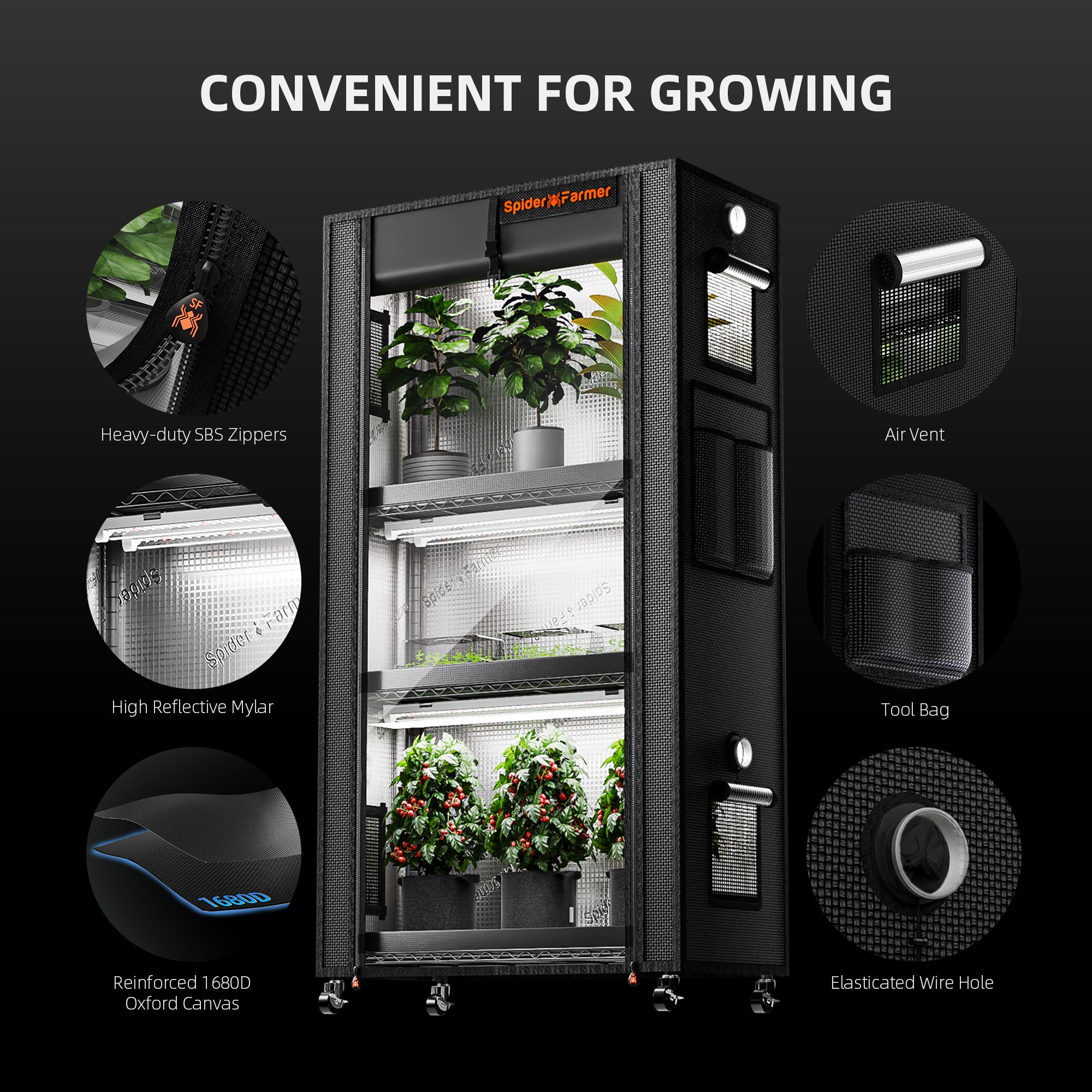 Spider Farmer 4 Tier Plant Stand With Grow Lights 108W