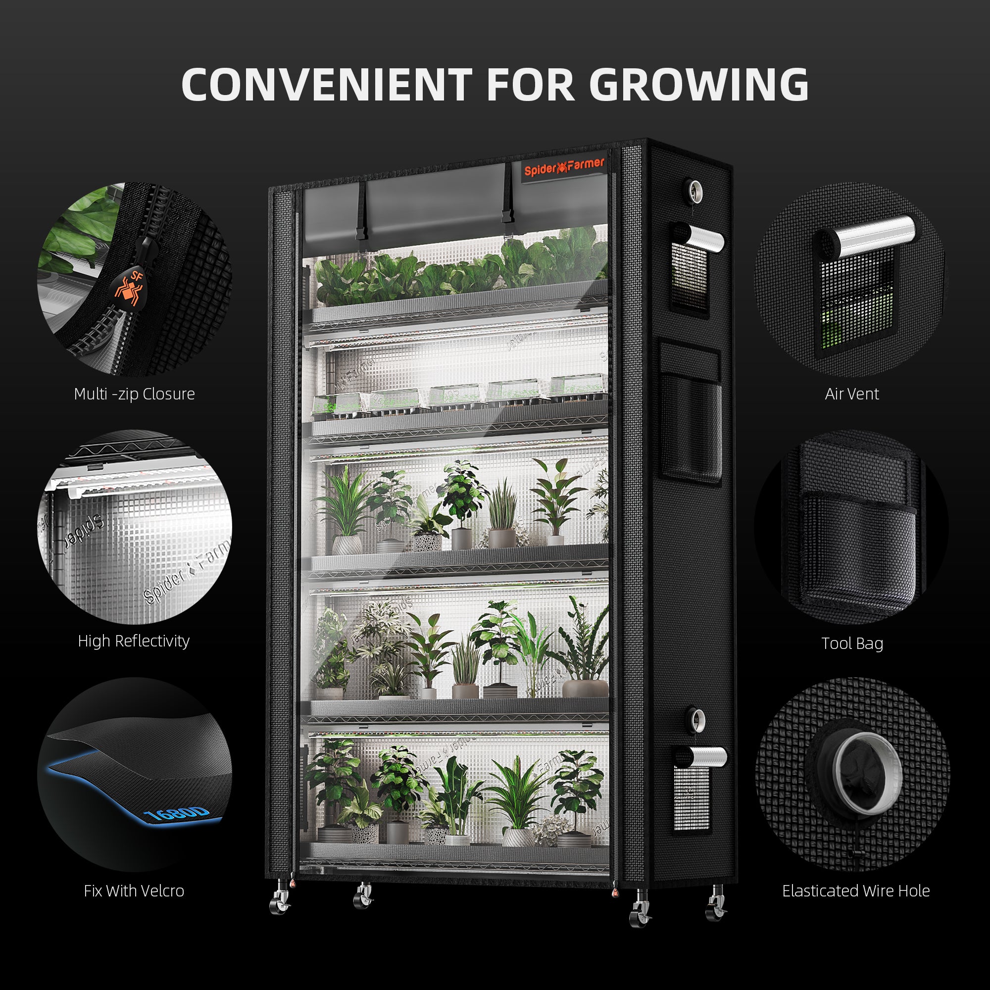 Spider Farmer 6 Tier Plant Stand With Grow Lights 220W