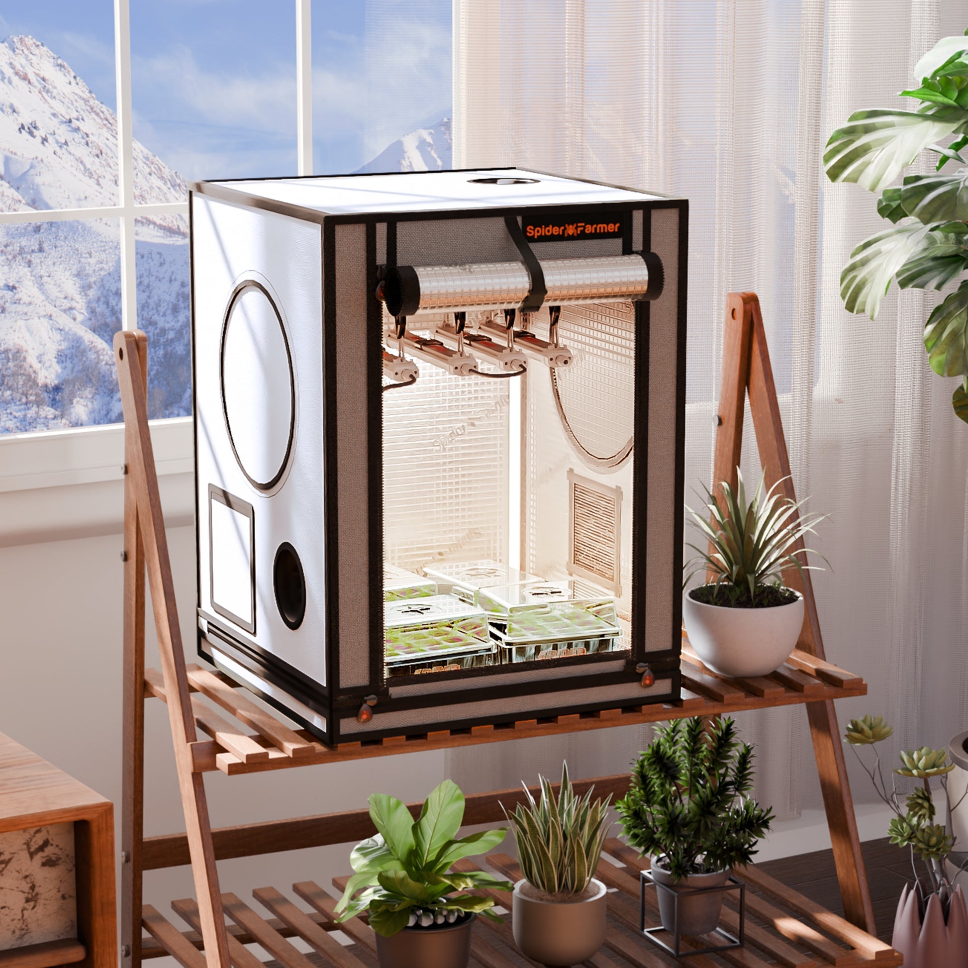 Spider Farmer 60×60×80 cm Mini Grow Tent – 2000D Lightproof Grow Tent for Cuttings, Seedlings, Clones & Microgreens