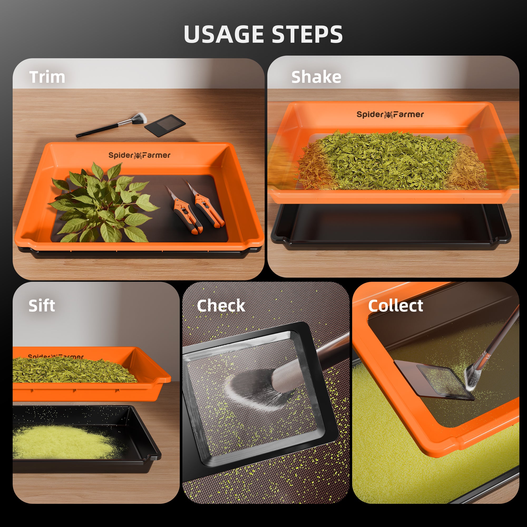 Spider Farmer 2-In-1 Trim Tray 150 Micron 100 Mesh Screen
