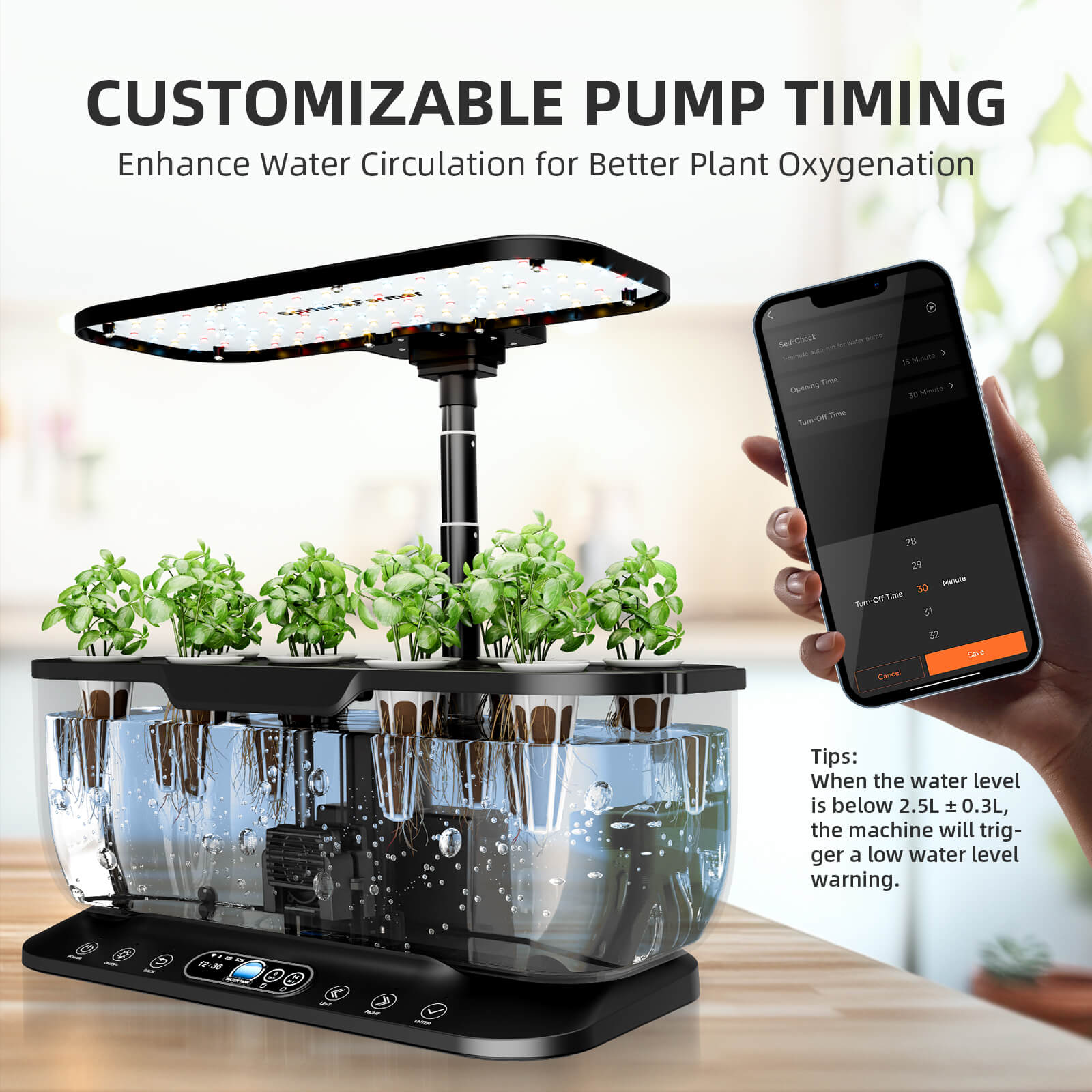 Spider Farmer SmartG12 Hydroponic Gardening System Kit,APP & Wifi Controlled,36W LED Grow Light,12 Pods Indoor Herb Garden,6L Water Tank
