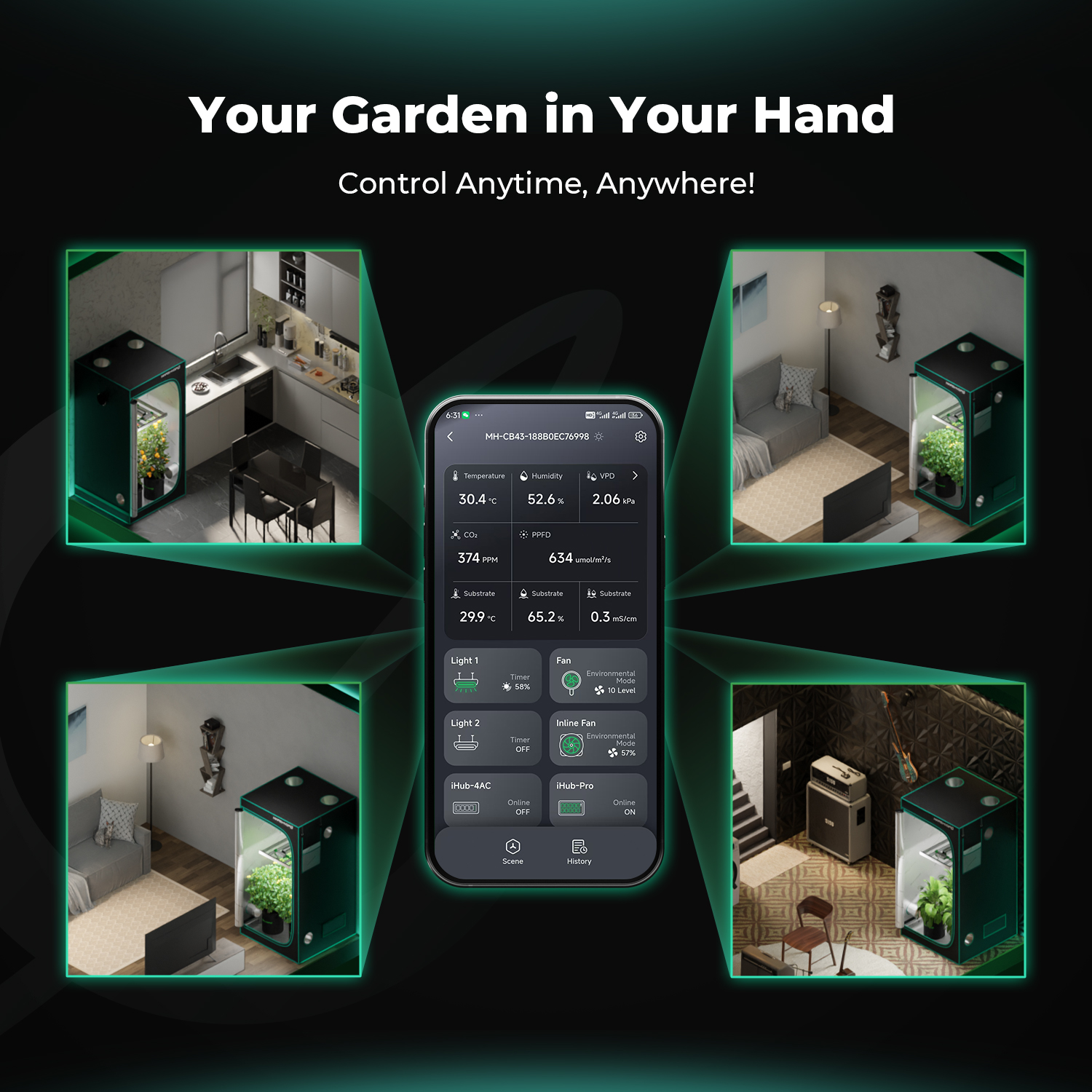 Mars Hydro iHub Pro: Smart 10-Outlet All-in-One Grow Room Hub | WiFi Environmental Control for Light, Temperature, Humidity & VPD