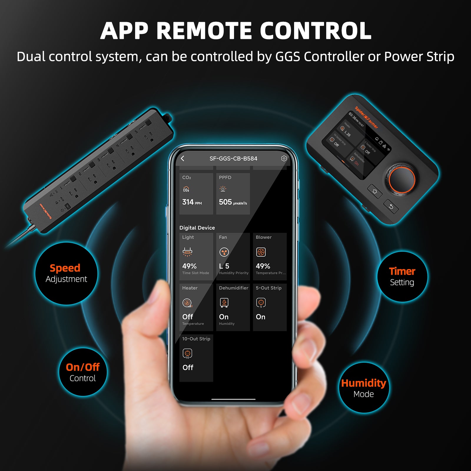 Spider Farmer® 32 Pint Dehumidifier – Smart APP Control with RJ12 Cable & Drain Hose