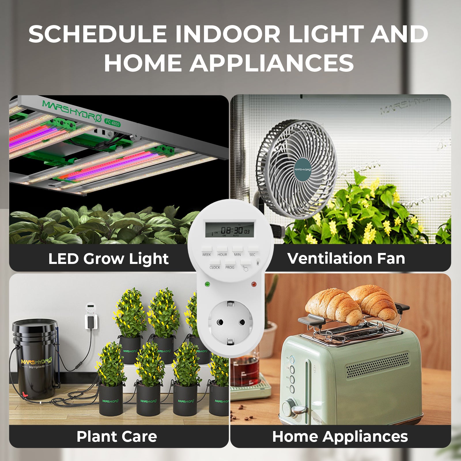 Mars Hydro 7-Day Programmable Digital Timer for Home Use Indoor Grow Light Electrical Outlets