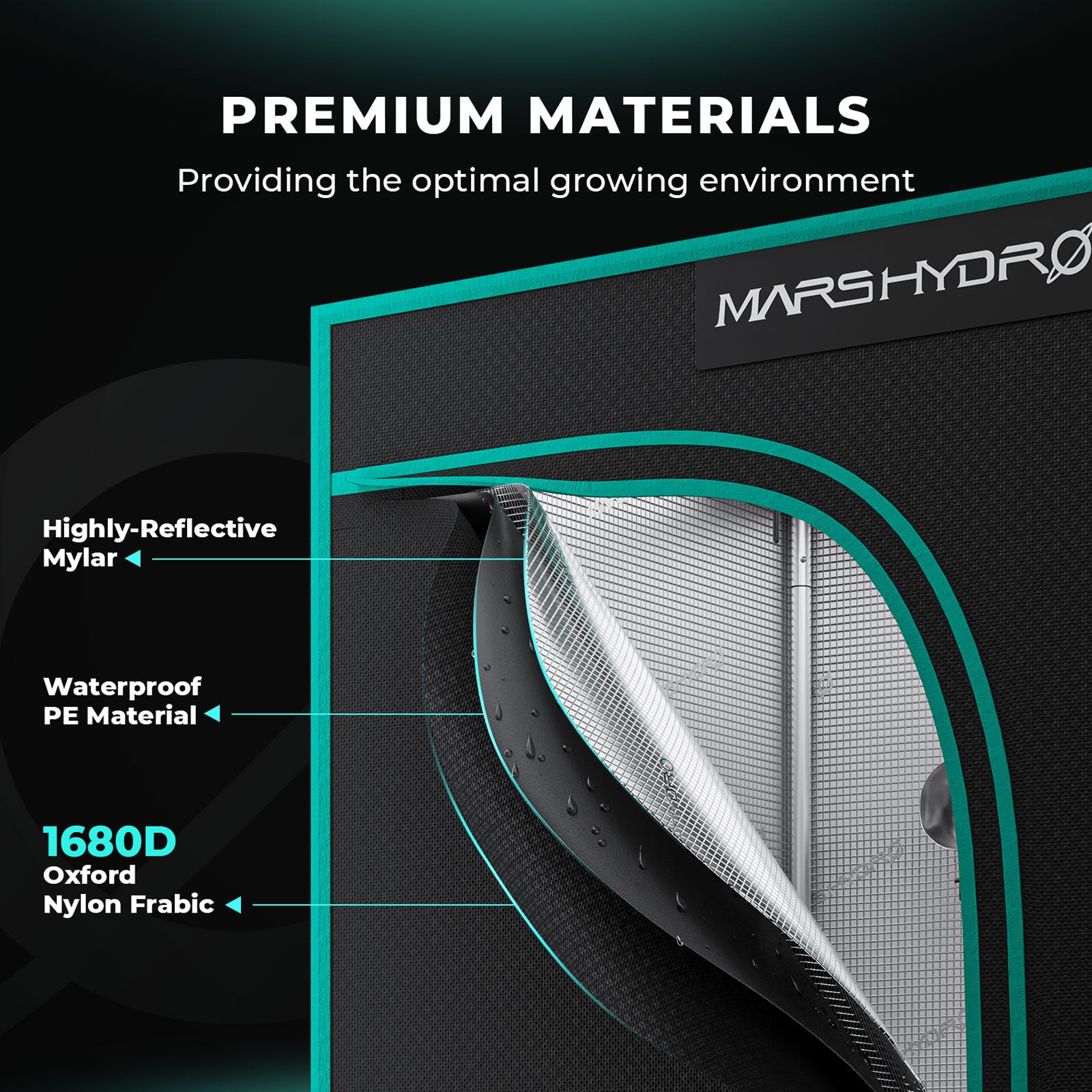 Mars Hydro 240x120x200cm Grow Tent – 1680D Light-Proof Tent with High Reflection GrowBox