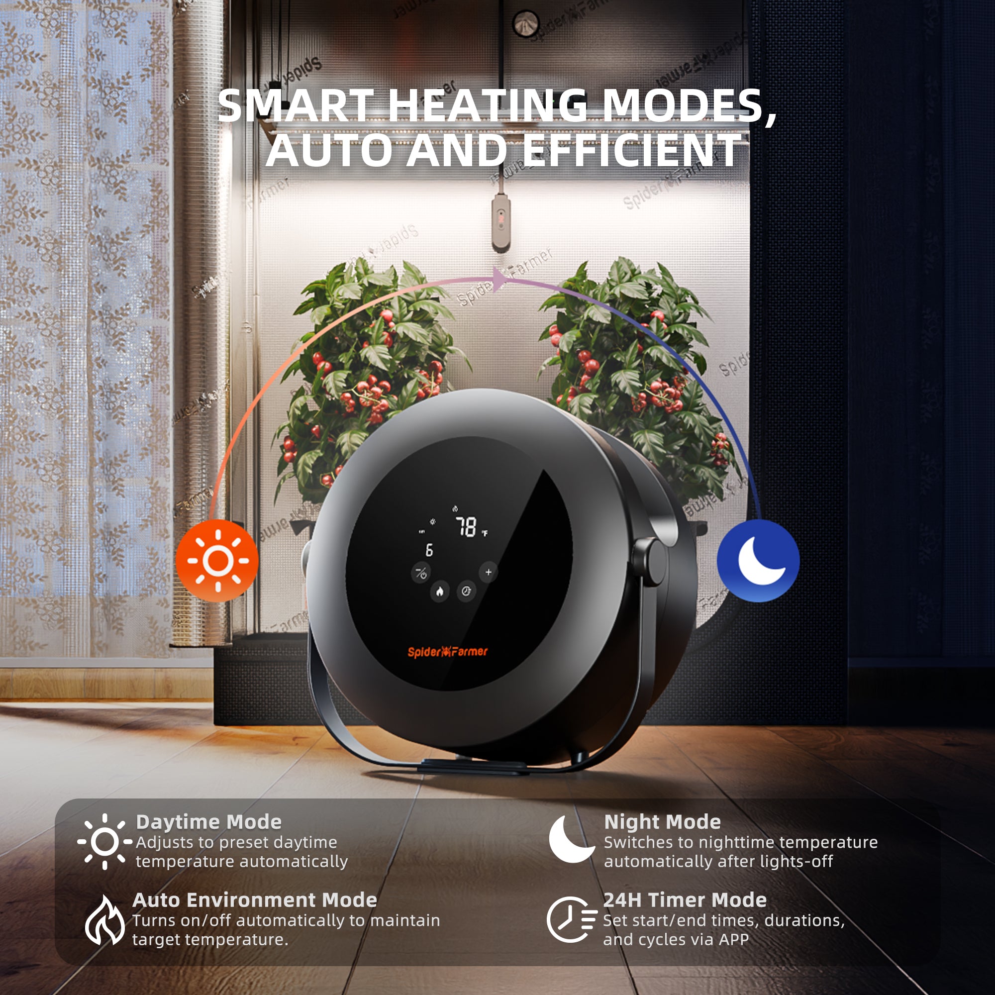 Spider Farmer Grow Tent Heater – Smart APP Temperature Control