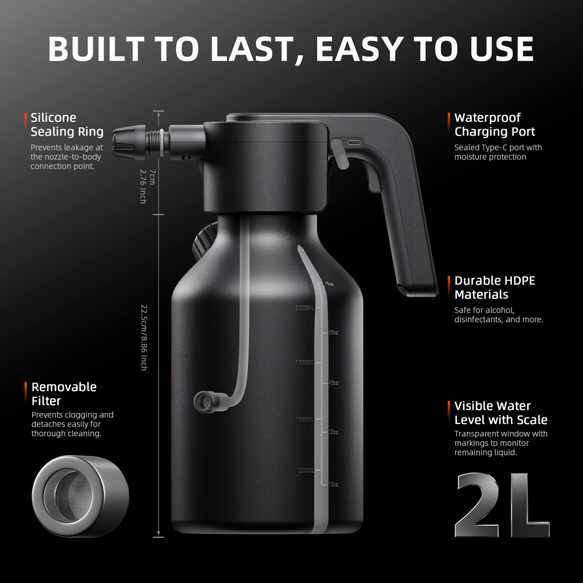 Spider Farmer® Electric Spray Bottle 2L / 0.5 Gallon