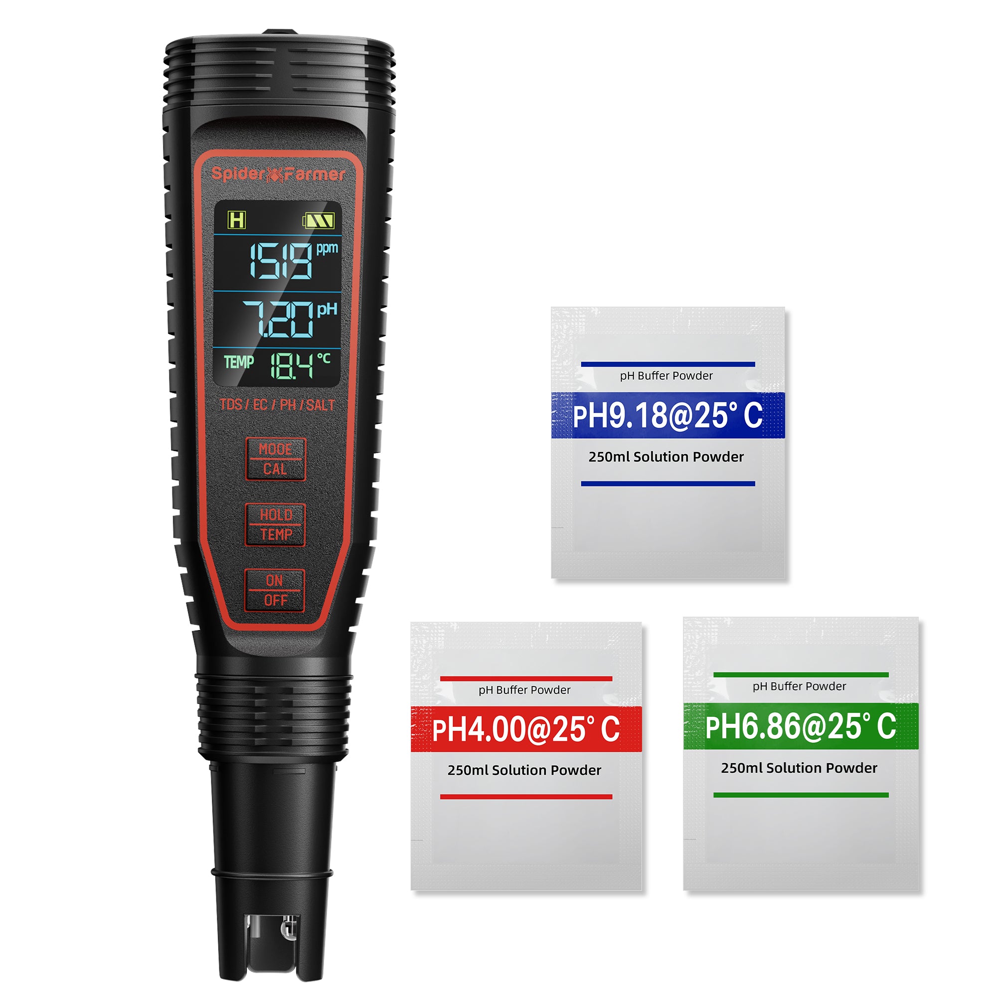 2026 Spider Farmer® 5-in-1 pH Hydroponic Meter Kit