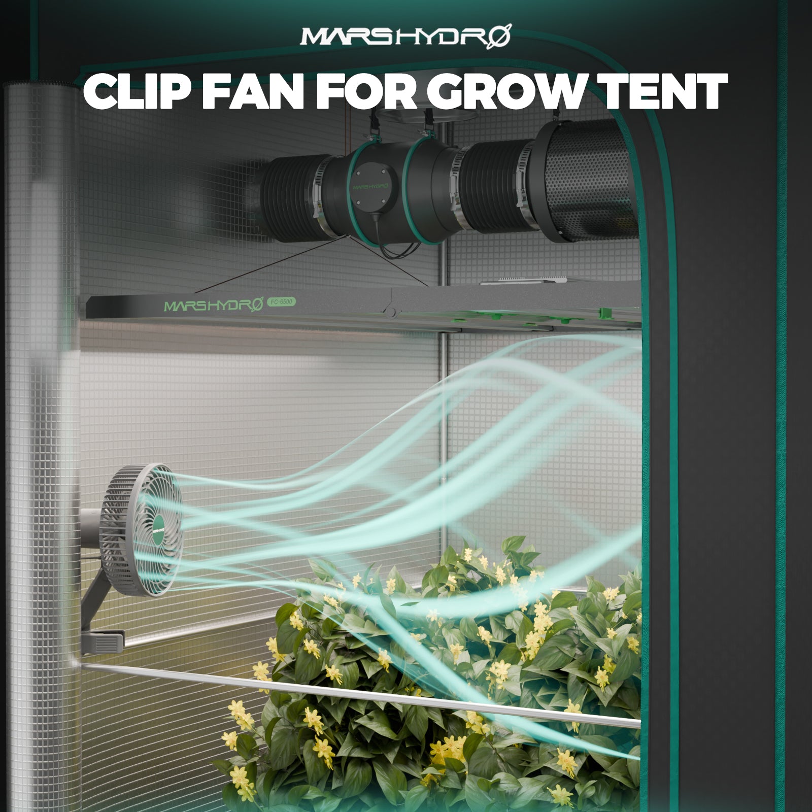 2026 Update New|Mars Hydro TS 600 Dimmable Complete Grow Tent Kit | 100W LED Grow Light | 60x60x140cm Indoor Grow Tent | 4″ Ventilation System | 6“ Clip-on fan