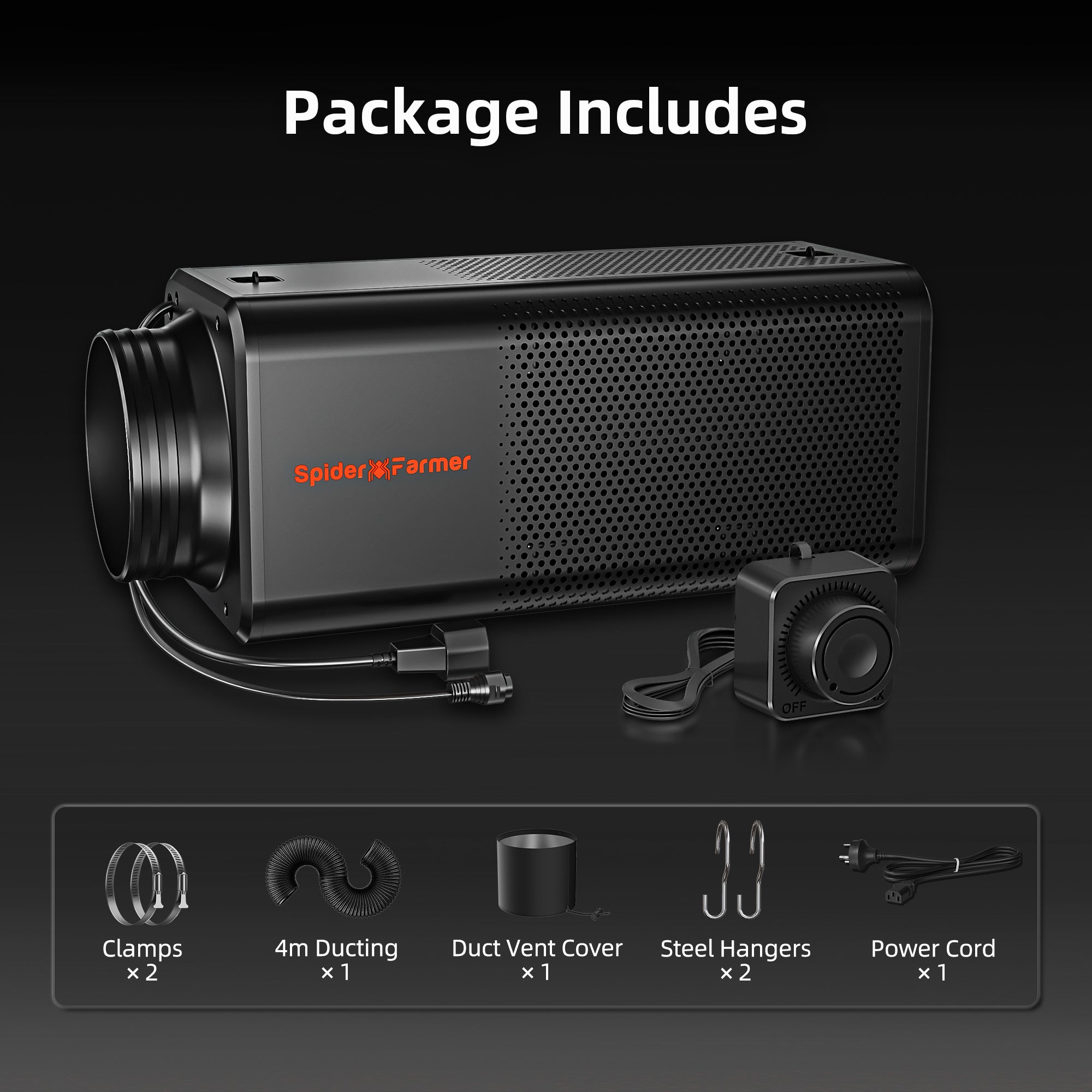Spider Farmer 2-in-1 Ventilation System Inline Fan with Built-In Carbon Filter 6 Inch for Grow Tents Odor Control Clean Airflow, GGS Controller Compatible