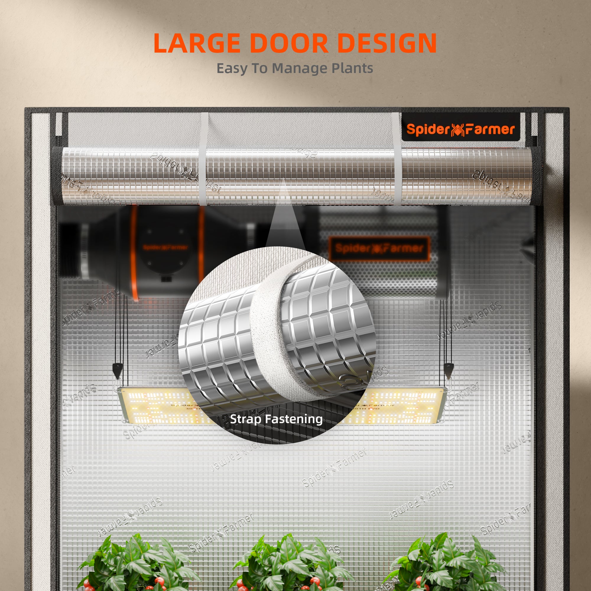 Spider Farmer 3’x3’x6′ 90cm x 90cm x 180cm Pro White Indoor Grow Tent 2000D Oxford Cloth Hydroponics Plant Growing Box