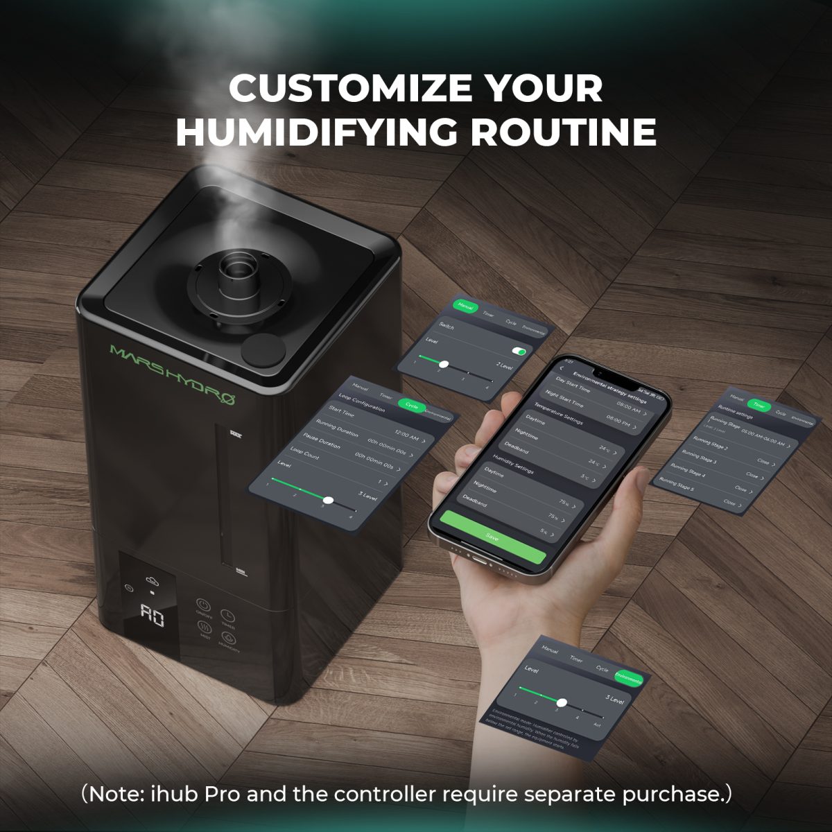 (Auto Humidity Kit) Mars Hydro 6L Indoor Cool Mist Humidifier & 15L Auto-Refill Kit for Indoor Growing