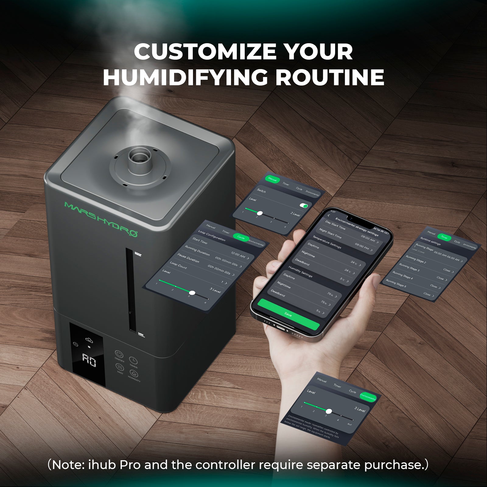 Mars Hydro 6L Ultrasonic Cool Mist Plant Humidifier I Works with Intelligent iControl System
