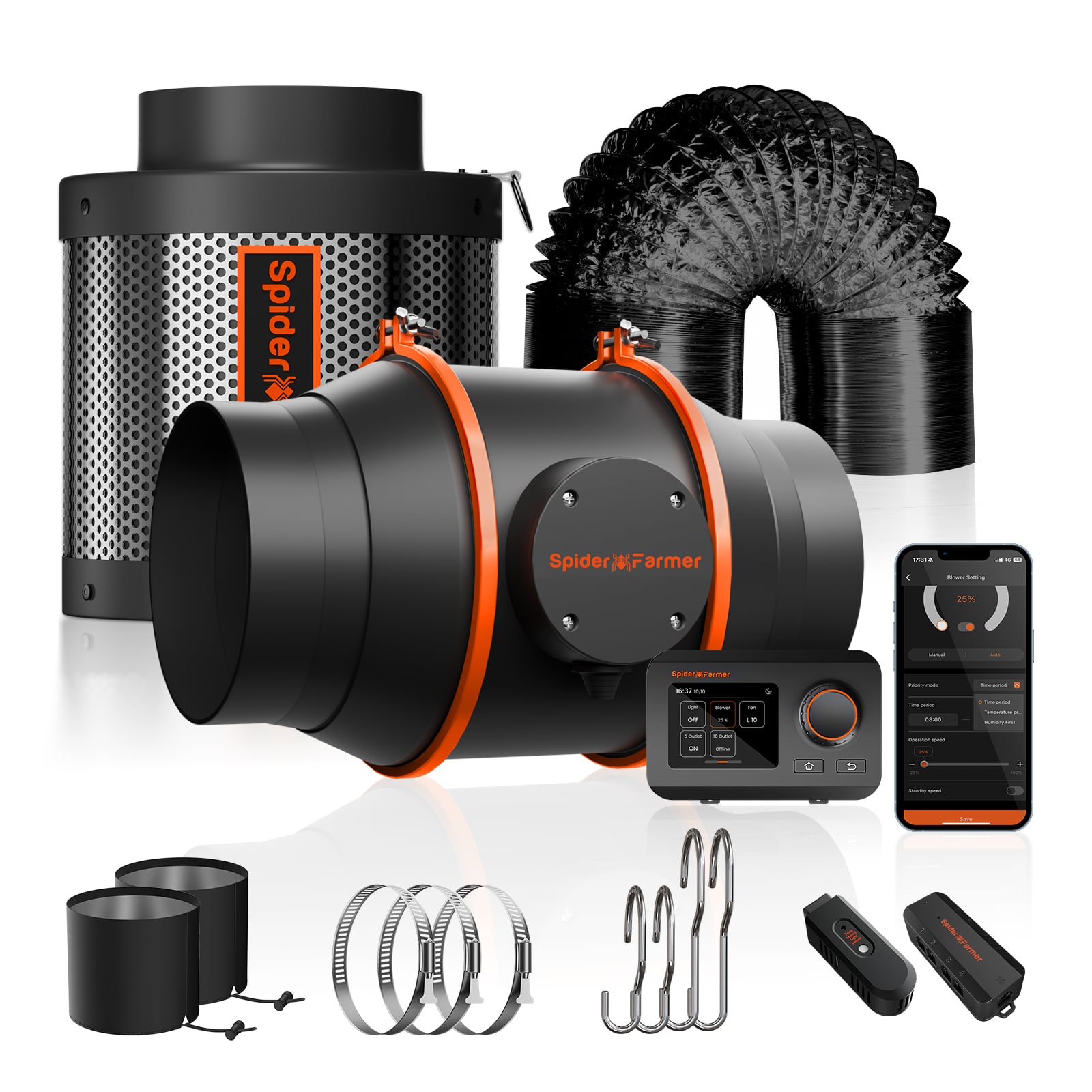 Spider Farmer®6-Inch Inline Fan Combo 402CFM with GGS Controller Kits Ventilation System