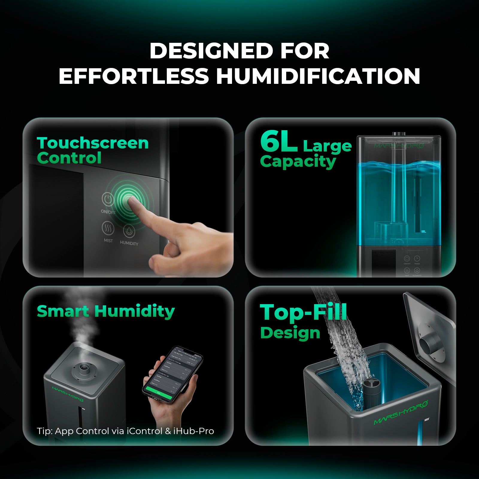 (Auto Humidity Kit) Mars Hydro 6L Indoor Cool Mist Humidifier & 15L Auto-Refill Kit for Indoor Growing