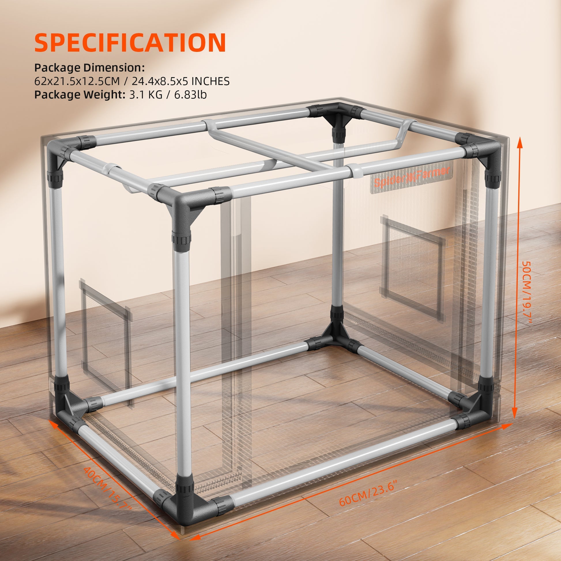 Spider Farmer Mini Grow Tent 60×40×50 cm – 2000D Oxford Seedling & Cutting Propagation Tent for Indoor Growing