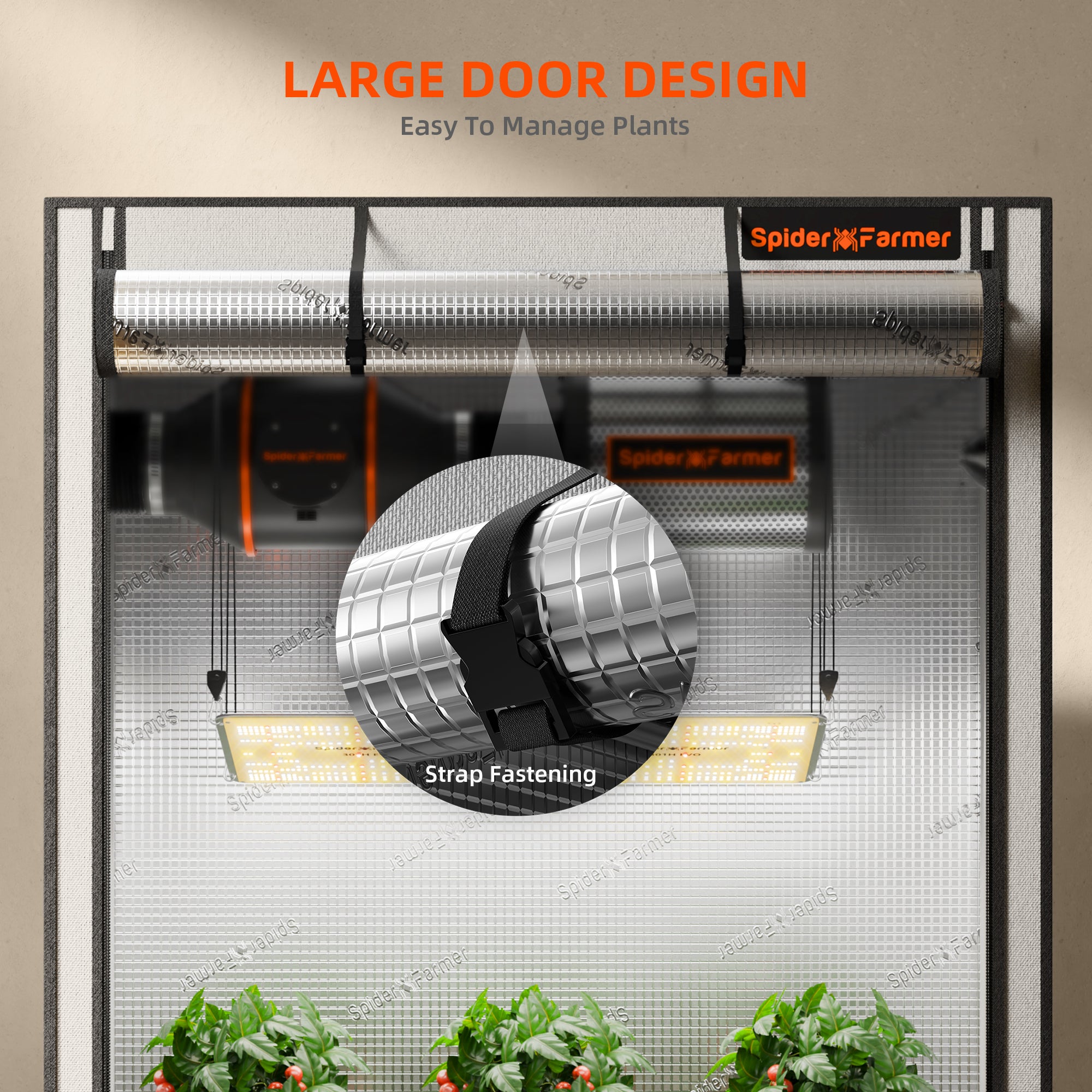 New Spider Farmer 2’x2’x6′ 60cm x 60cm x 180cm Pro White Indoor Grow Tent 2000D Oxford Cloth Hydroponics Plant Growing Box