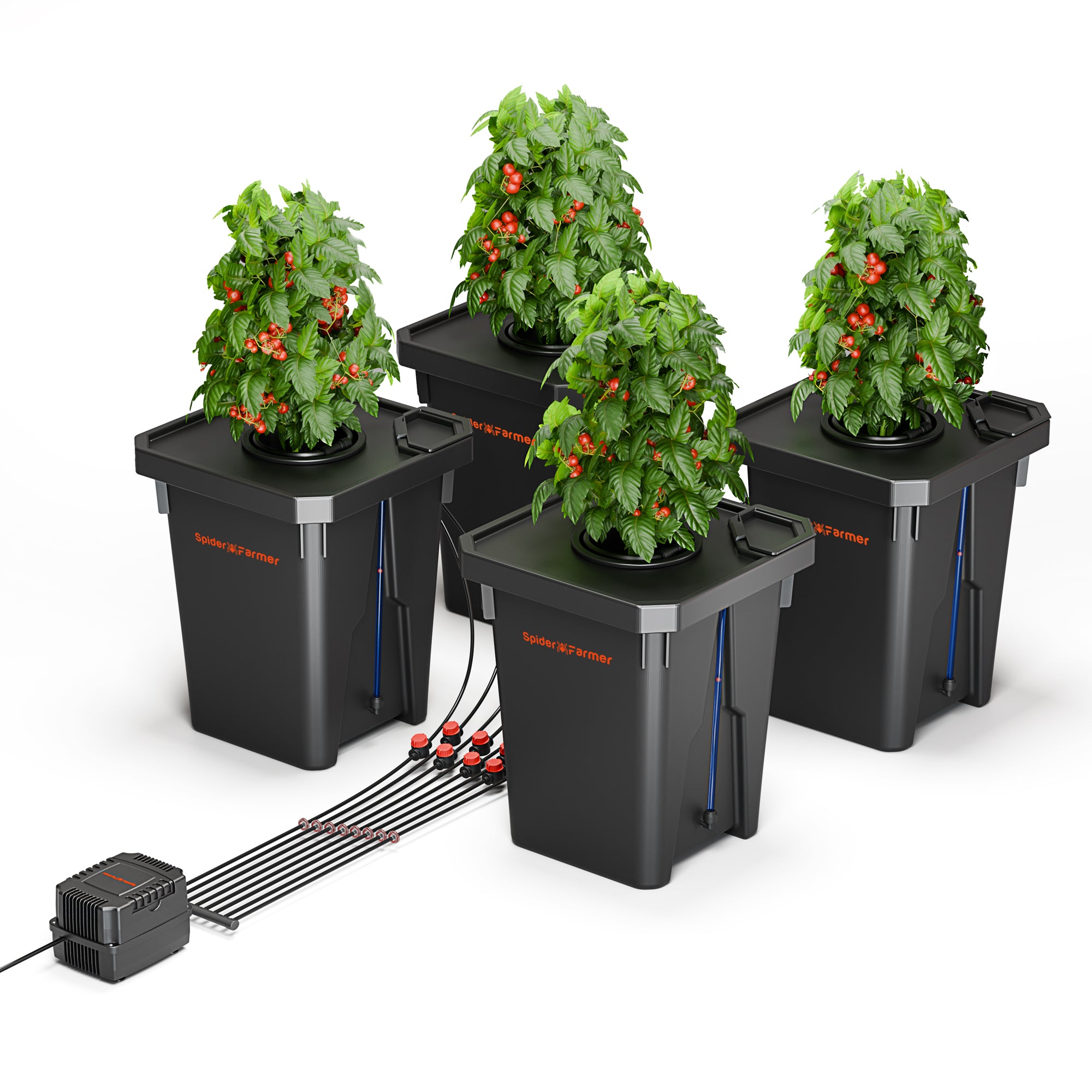Spider Farmer DWC Hydroponics Grow System with Top Drip Kit 7 Gallon Deep Water Culture with 15W Air Pump 4 Buckets