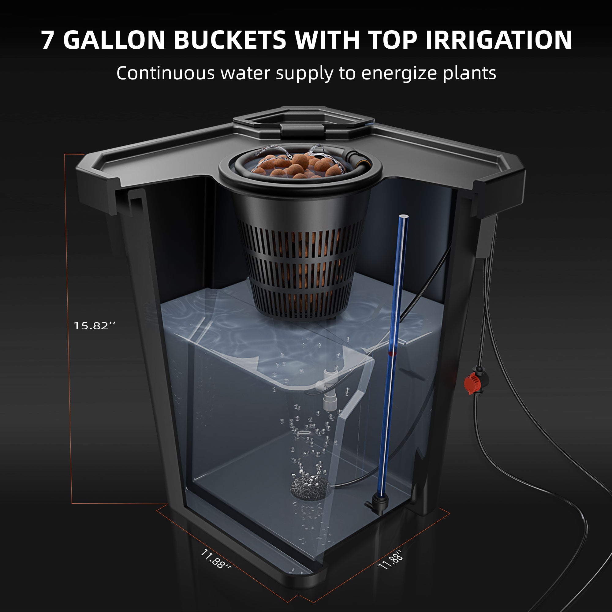 Spider Farmer DWC Hydroponics Grow System with Top Drip Kit 7 Gallon Deep Water Culture with 15W Air Pump 4 Buckets