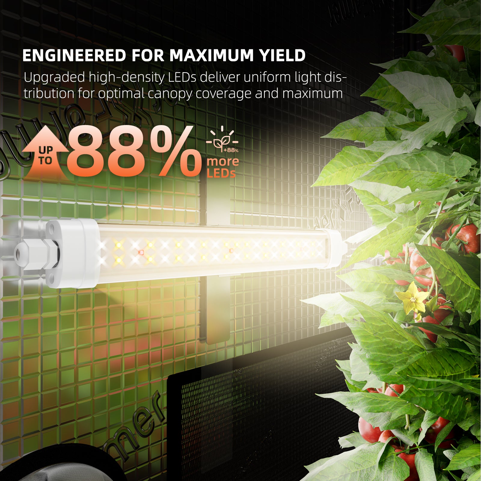 Spider Farmer Glow30 32W Full Spectrum Side Lighting LED Grow Light Bars 13”, 4-Bar Kit