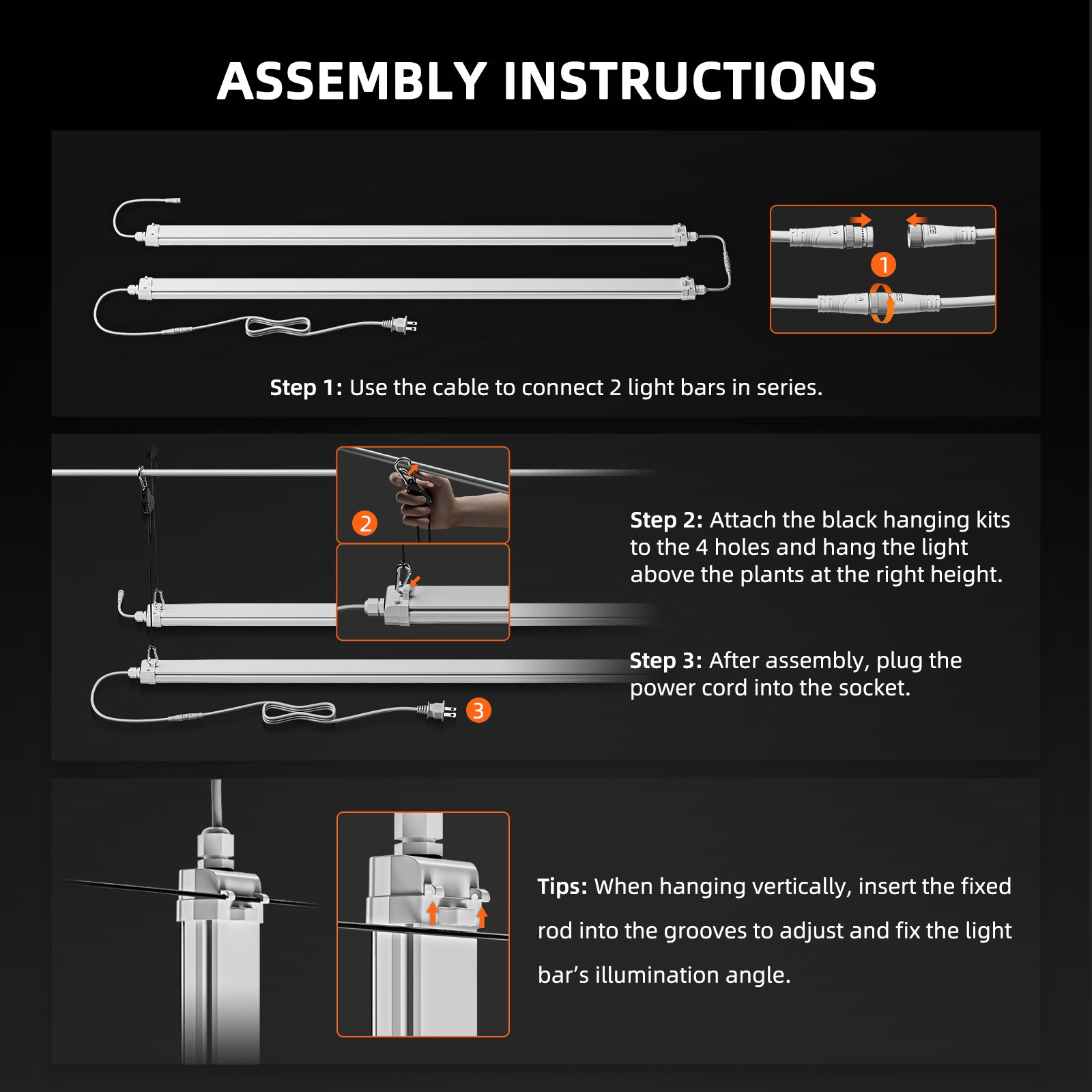 Spider Farmer® Glow80 80W LED Grow Light Bars, Full Spectrum, IP65 Waterproof, Linkable Lamps