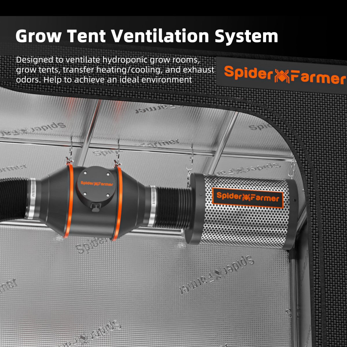 Spider Farmer 100mm 4 Inch Inline Fan 205CFM with Carbon Filter & GGS Controller