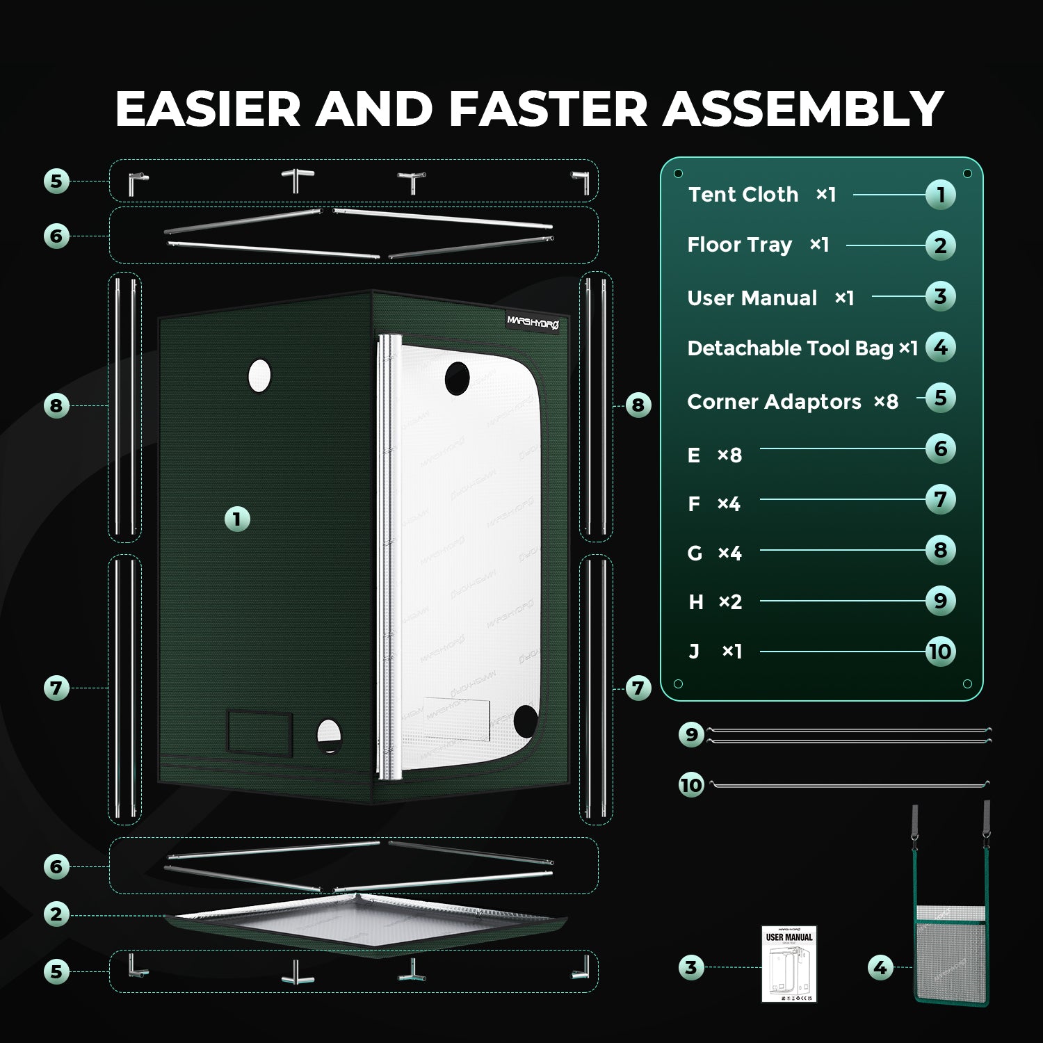 Mars Hydro 100x100x180cm Grow Tent Pro – 2000D Lightproof Indoor Grow Box with High-Reflective Mylar & Large Viewing