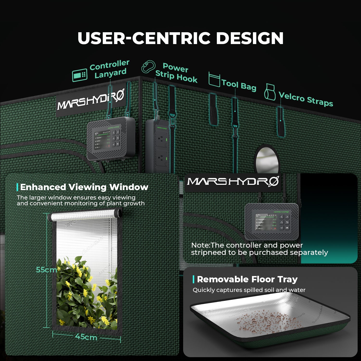 Mars Hydro 120x60x180cm Grow Tent Pro – 2000D Lightproof Indoor Grow Box with High-Reflective Mylar & Large Viewing Window