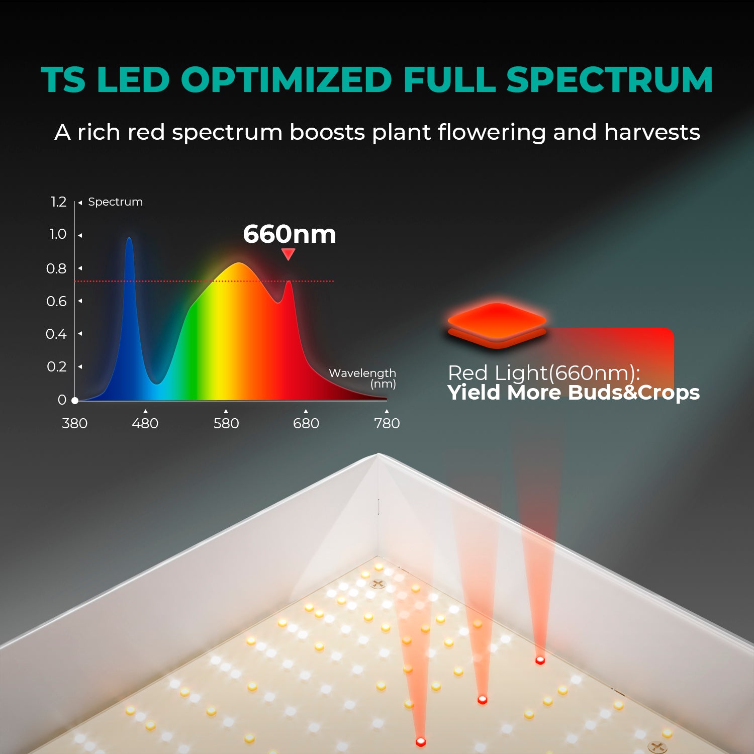 Mars Hydro TS1000 150W Dimmable Full Spectrum LED Grow Lights Growlampe for 1-3 Plants