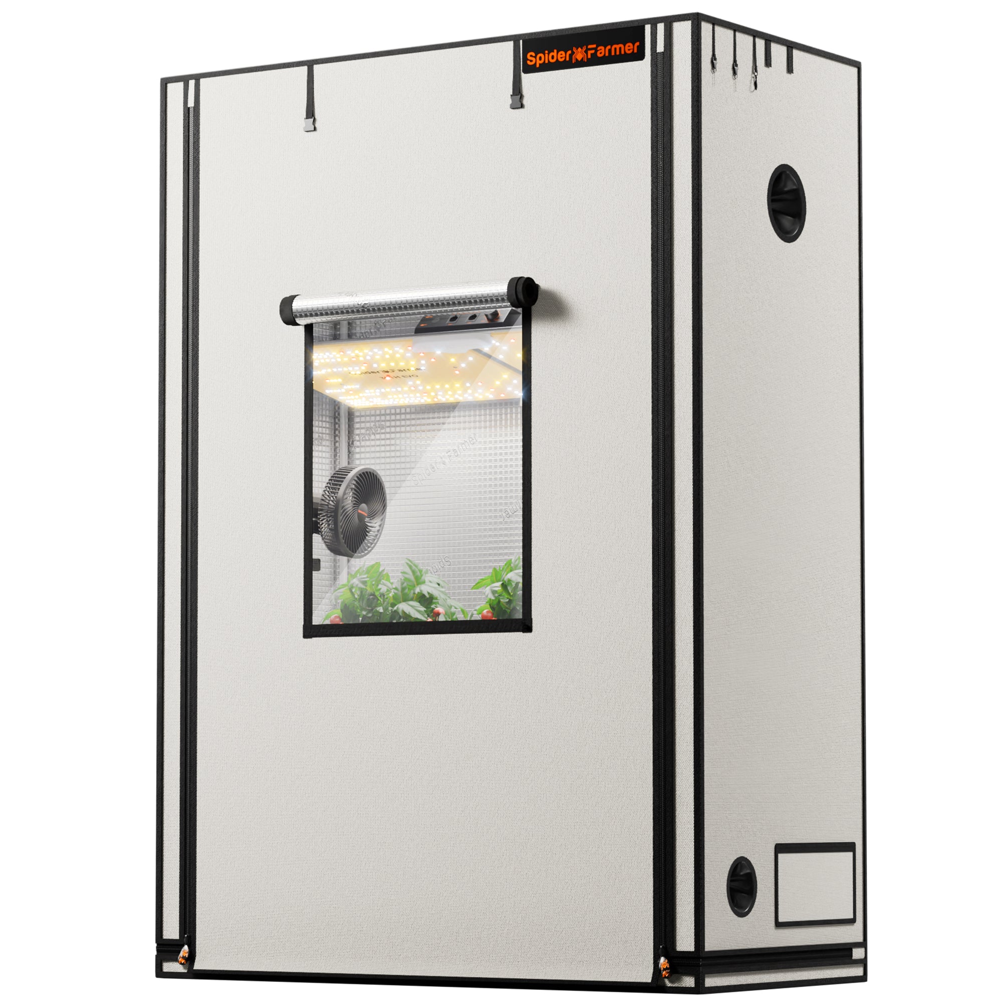 New Spider Farmer 4.6’x2.3’x6.5′ 140cm x 70cm x 200cm Pro White Indoor Grow Tent 2000D Oxford Cloth Hydroponics Plant Growing Box