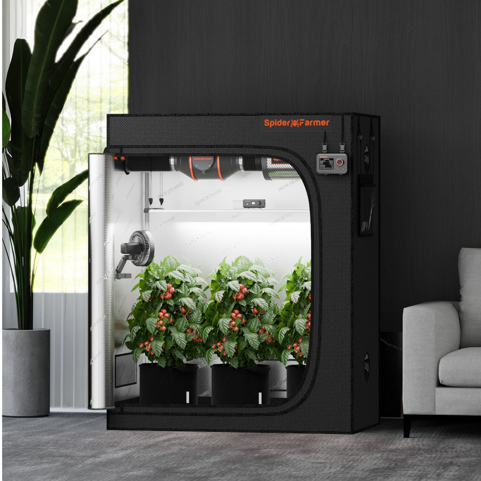 Spider Farmer® 4’x2’x5′ 120cm x 60cm x 150cm Indoor Grow Tent 1680D Hydroponic Plant Room for Optimal Plant Growth & Climate Control