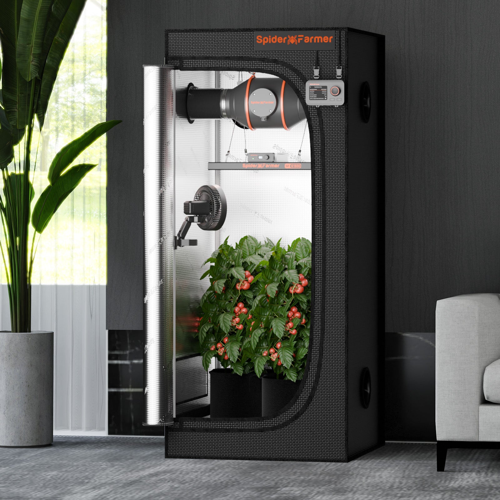 Spider Farmer® 2.3’x2.3’x5.2′ 70cm x 70cm x 160cm Indoor Grow Tent 1680D Hydroponic Plant Room for Optimal Plant Growth & Climate Control