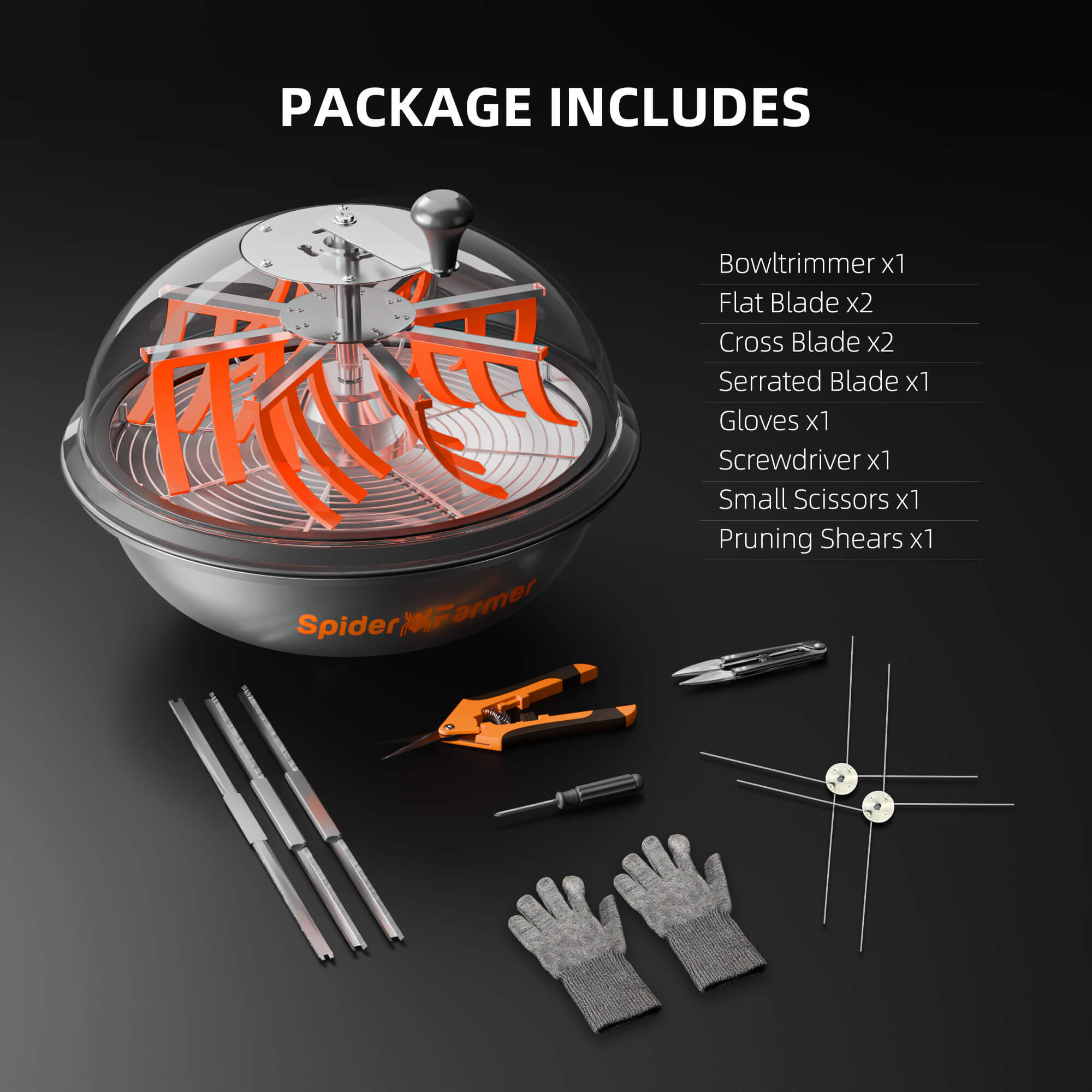 Spider Farmer® 16″ Bud Leaf Bowl Trimmer, Twist Spin Cut with Clear Visibility Dome
